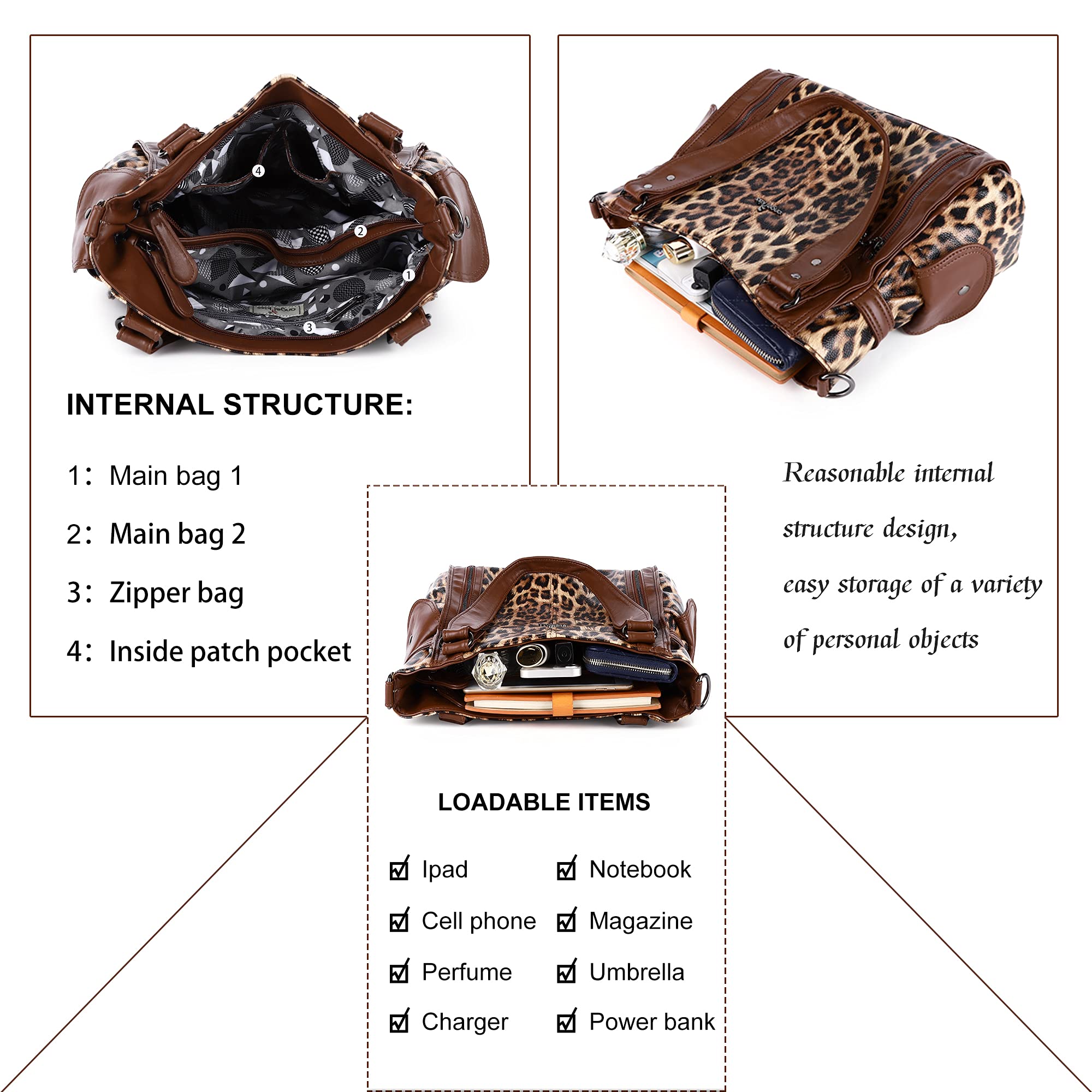 angel kiss Handbags for Womens Top-Handle Hobo Purse Roomy Casual Shoulder Bags PU Tote Satchel Purse for Womens 1brown-brown X-Large