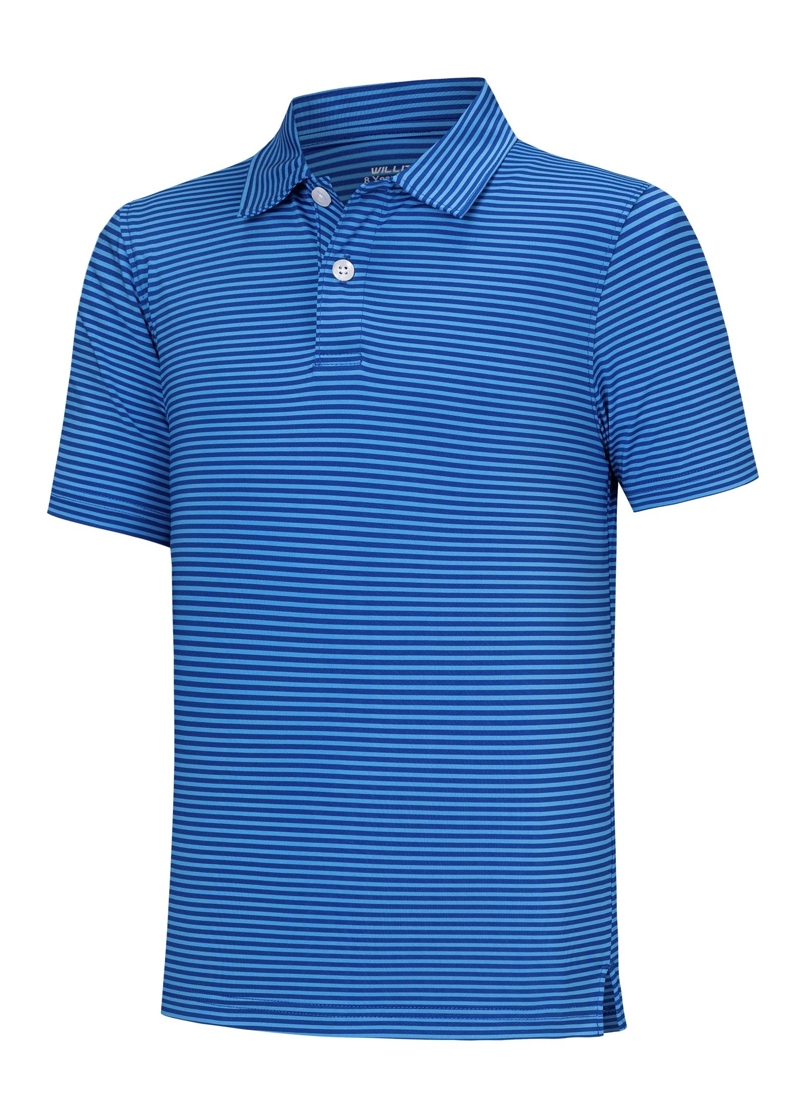 Willit Polo de manga corta a rayas para niños, de secado rápido, atlético, para escuela, golf