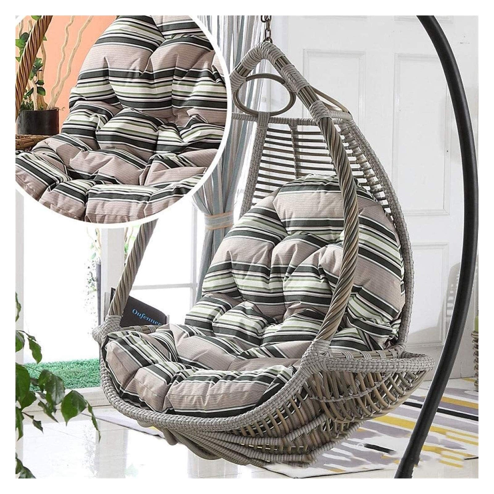 Cojín de silla colgante de ratán para jardín y patio, cojín en forma de huevo para silla de hamaca, para decoración de muebles de interior/exterior - Cojines para sillas colgantes (Solo se venden los