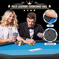 Vista 5 de ECOTOUGE Mesa de póquer plegable para 8 jugadores, mesa octogonal Texas Hold'em con soporte para tazas de acero inoxidable, mesa de juego de póquer