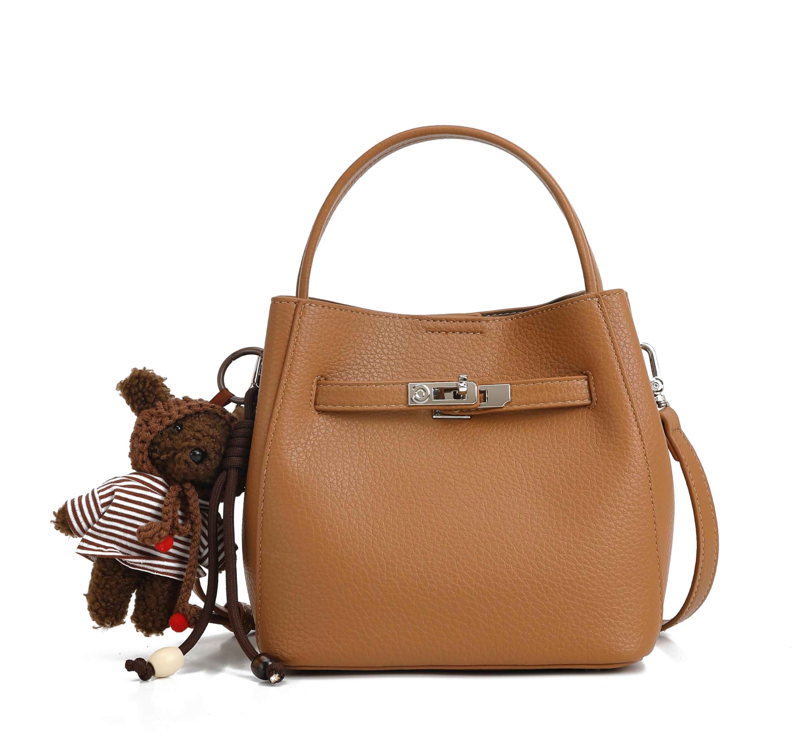 Ladies' wallet, light luxury bucket bag, lychee patterned handbag, high-end sense, one shoulder versatile crossbody bag