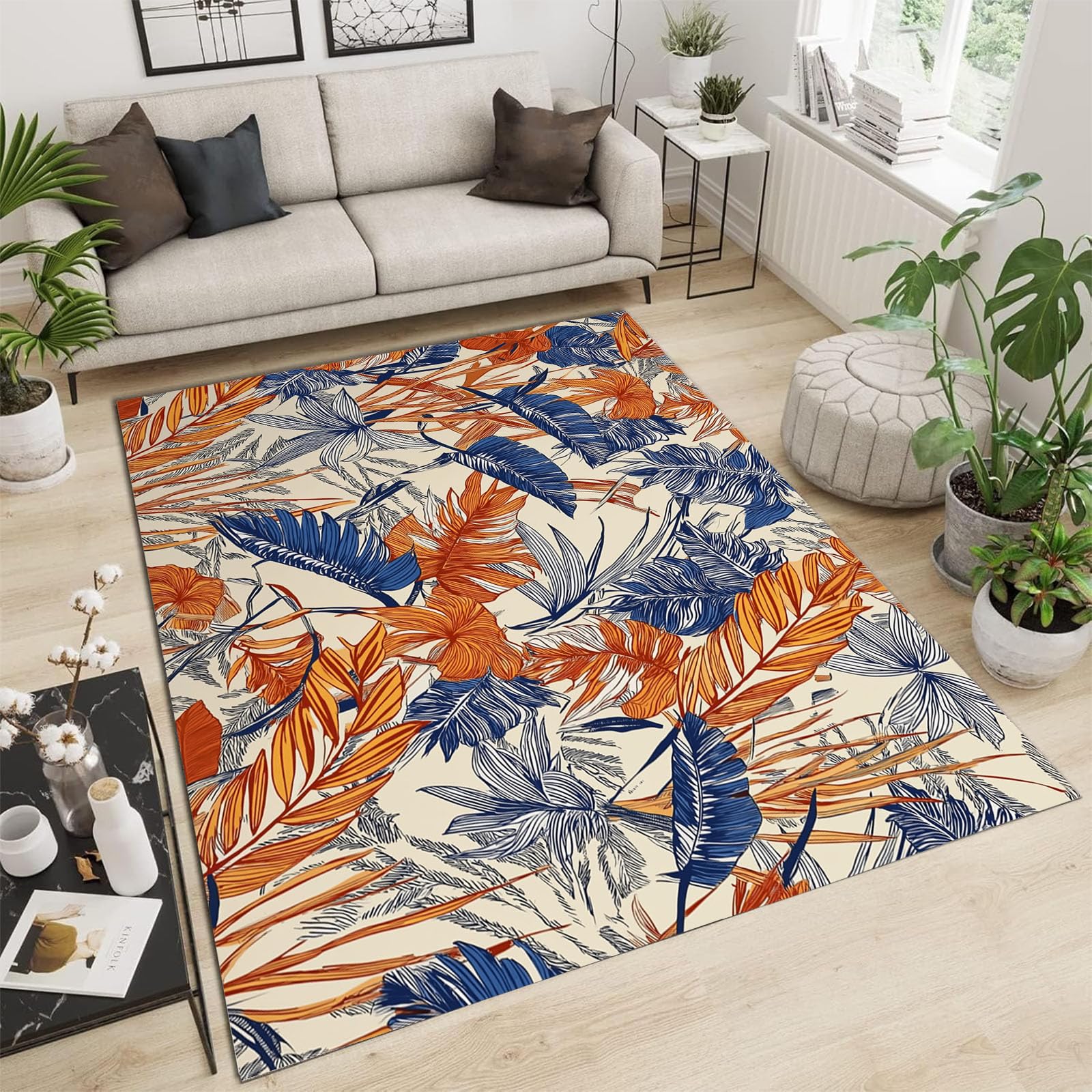 Tapis de salon jungle de plantes tropicales anti-poussière paillasson intérieur