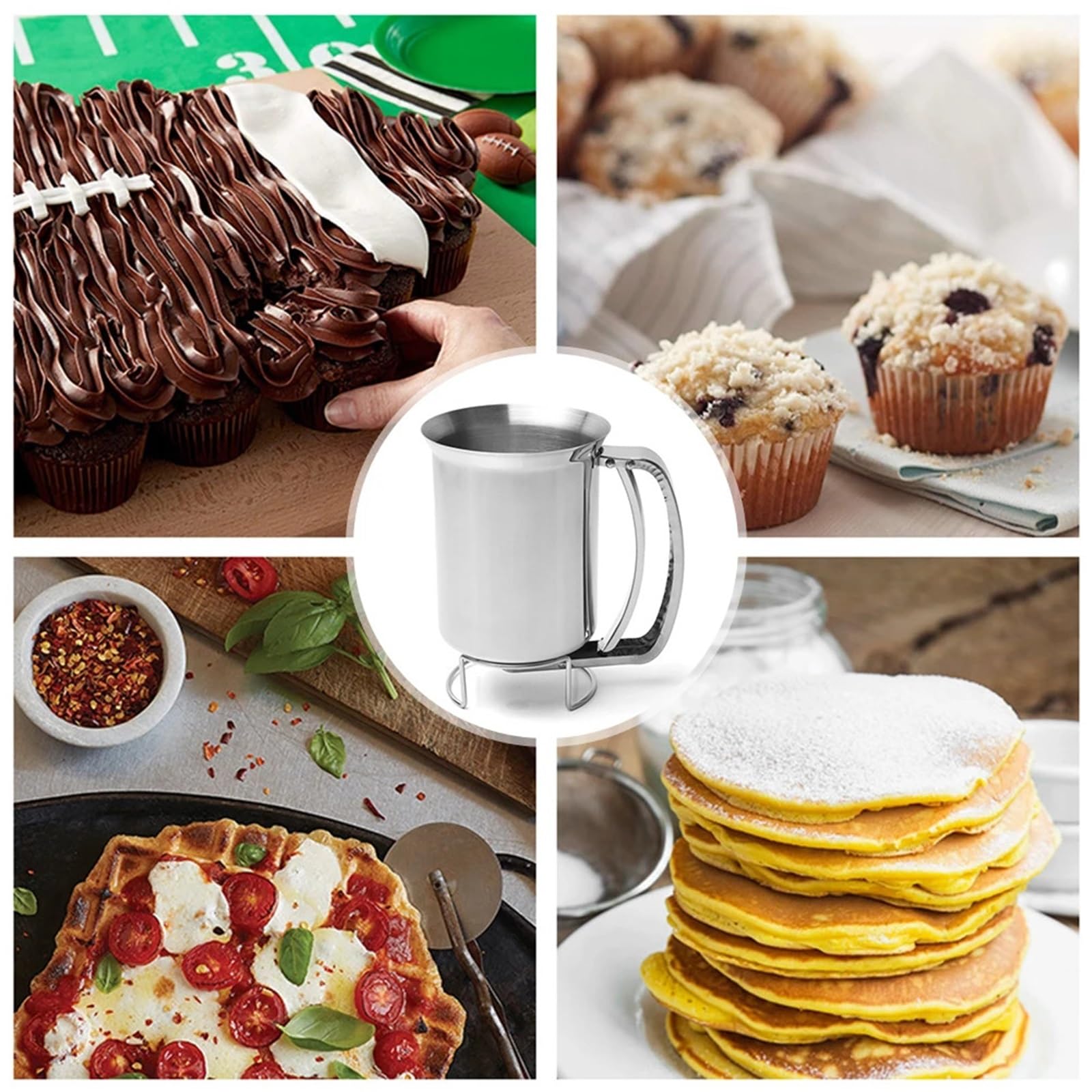 Teigspender Edelstahl-Pfannkuchen-Teigspender, multifunktionaler Teigtrichter, leichter Cupcake-Waffel-Teig-Trichter, Küchen-Backwerkzeuge