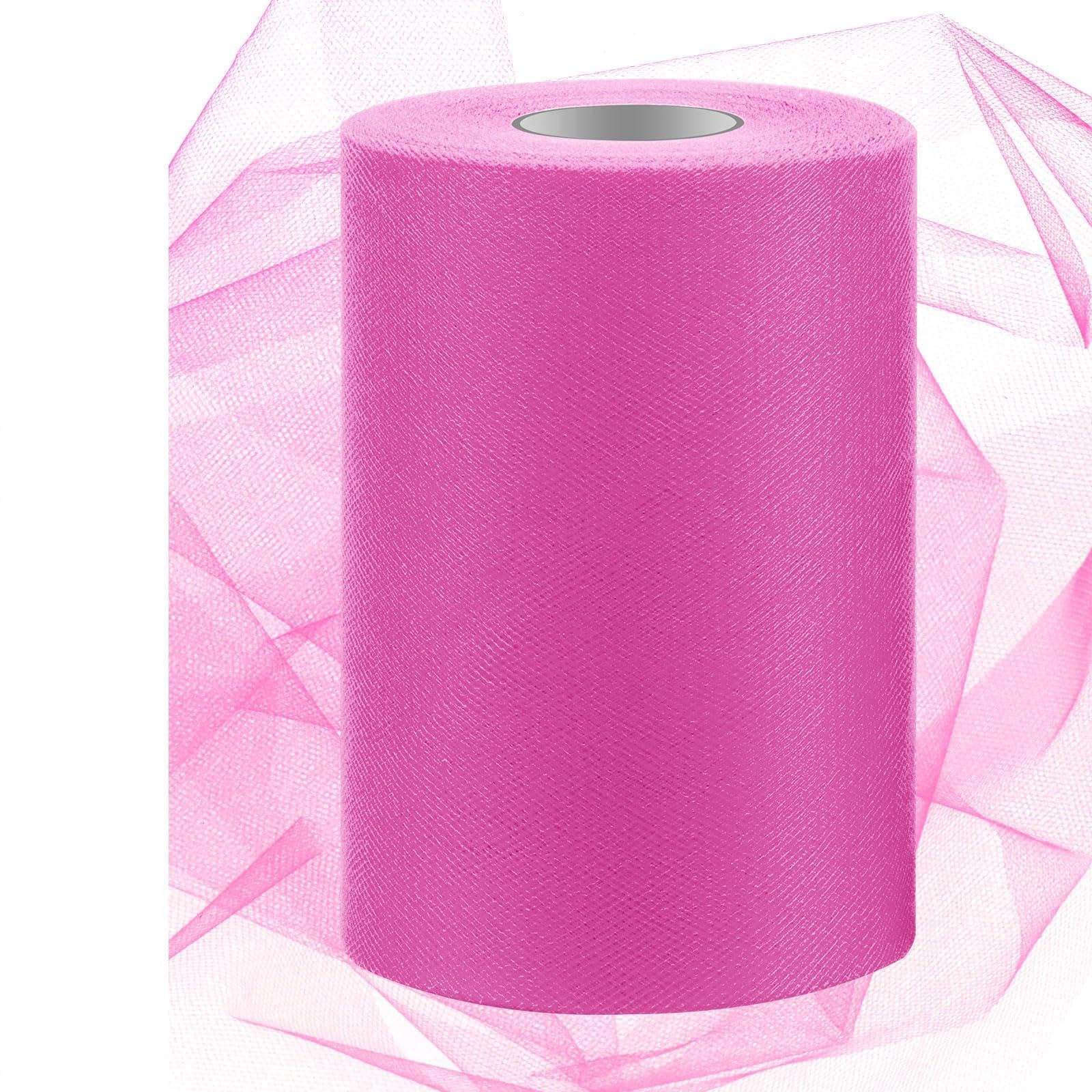 Ableme Deco Rotolo di tulle, 15 cm x 91 m, tulle per tutu, gonne, pompon, confezioni regalo, baby shower, decorazione di nozze (rosa