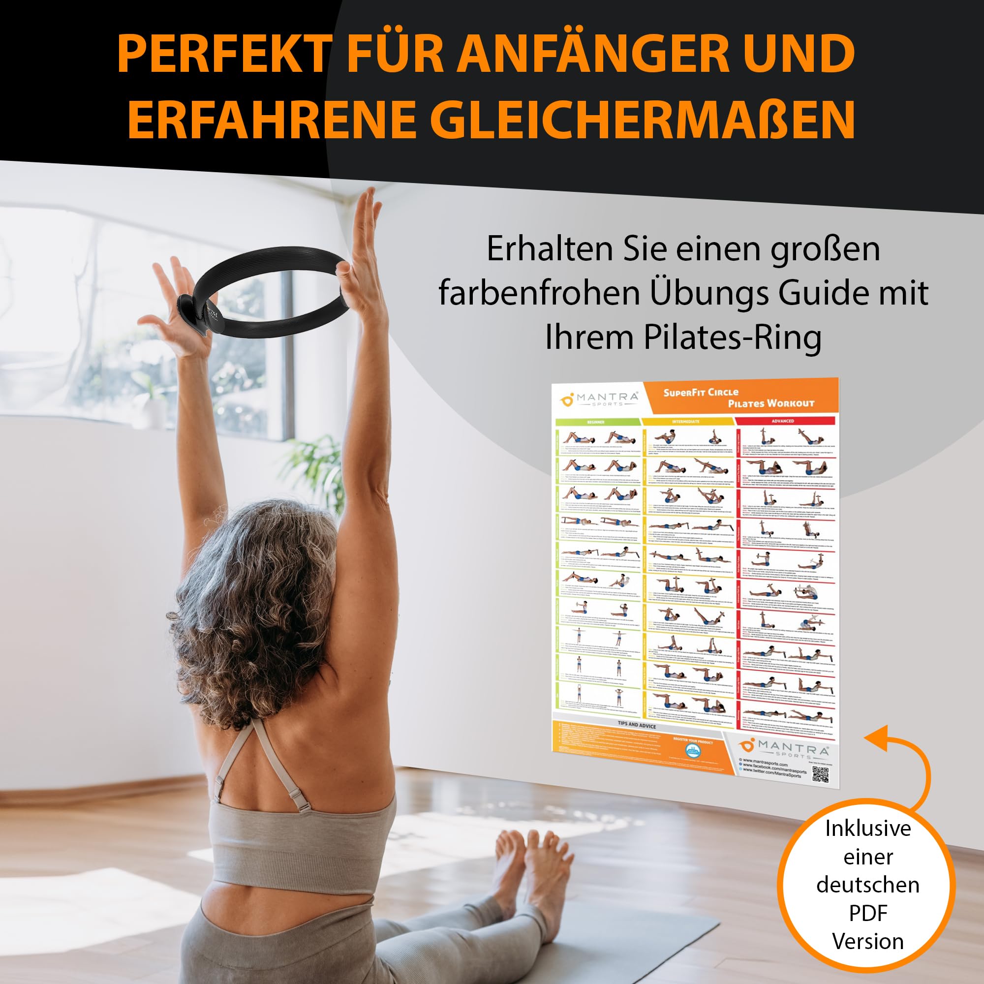 Pilates Ring Fit Fitness Ring Beckenbodentrainer für Frau & Männer, Beckenboden Trainingsgerät für zuhause, Beinpresse Hüfttrainer Beintrainer Oberschenkeltrainer Sportgeräte zuhause