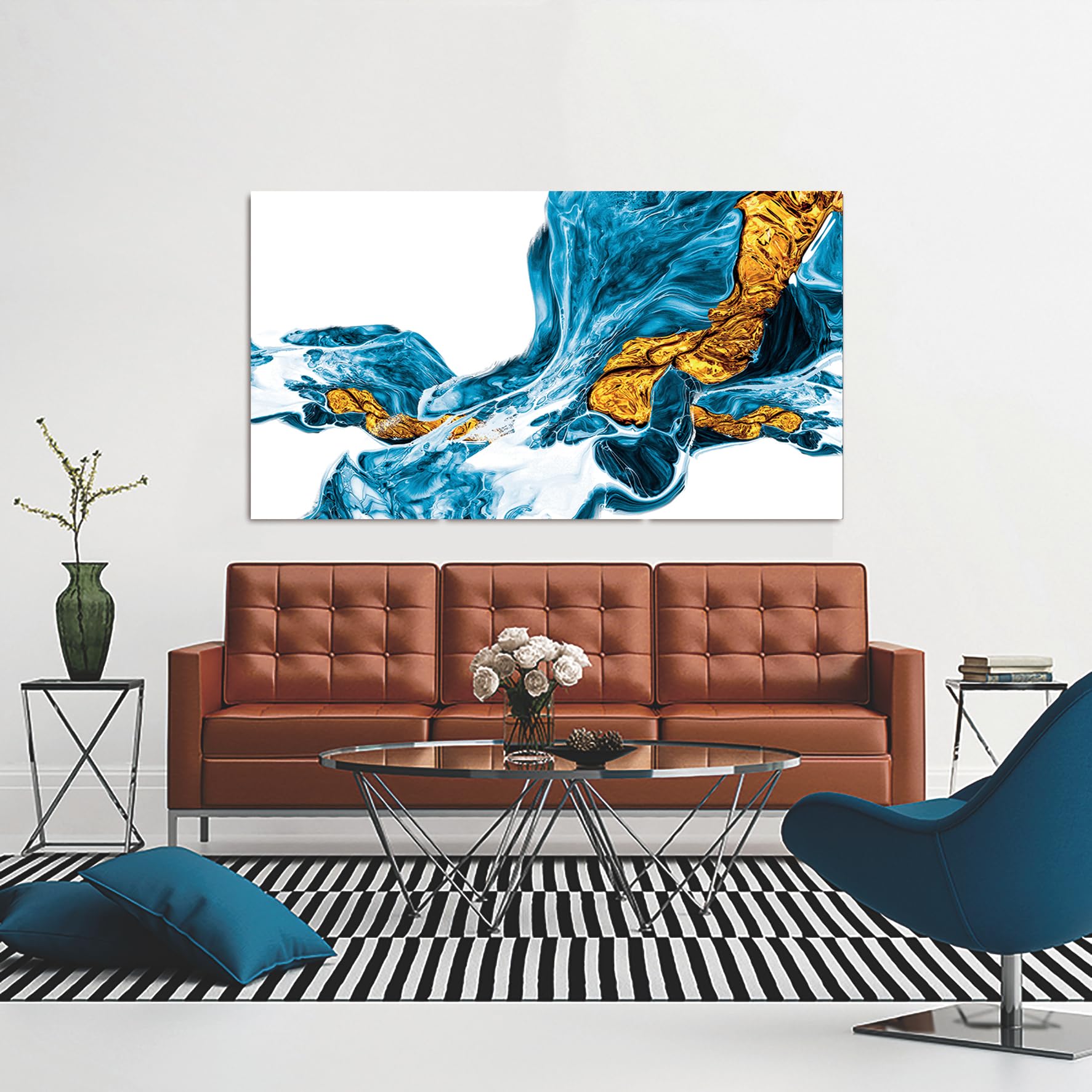 Home Abstract Waterfall with Gold Acrylic Wall Art (32