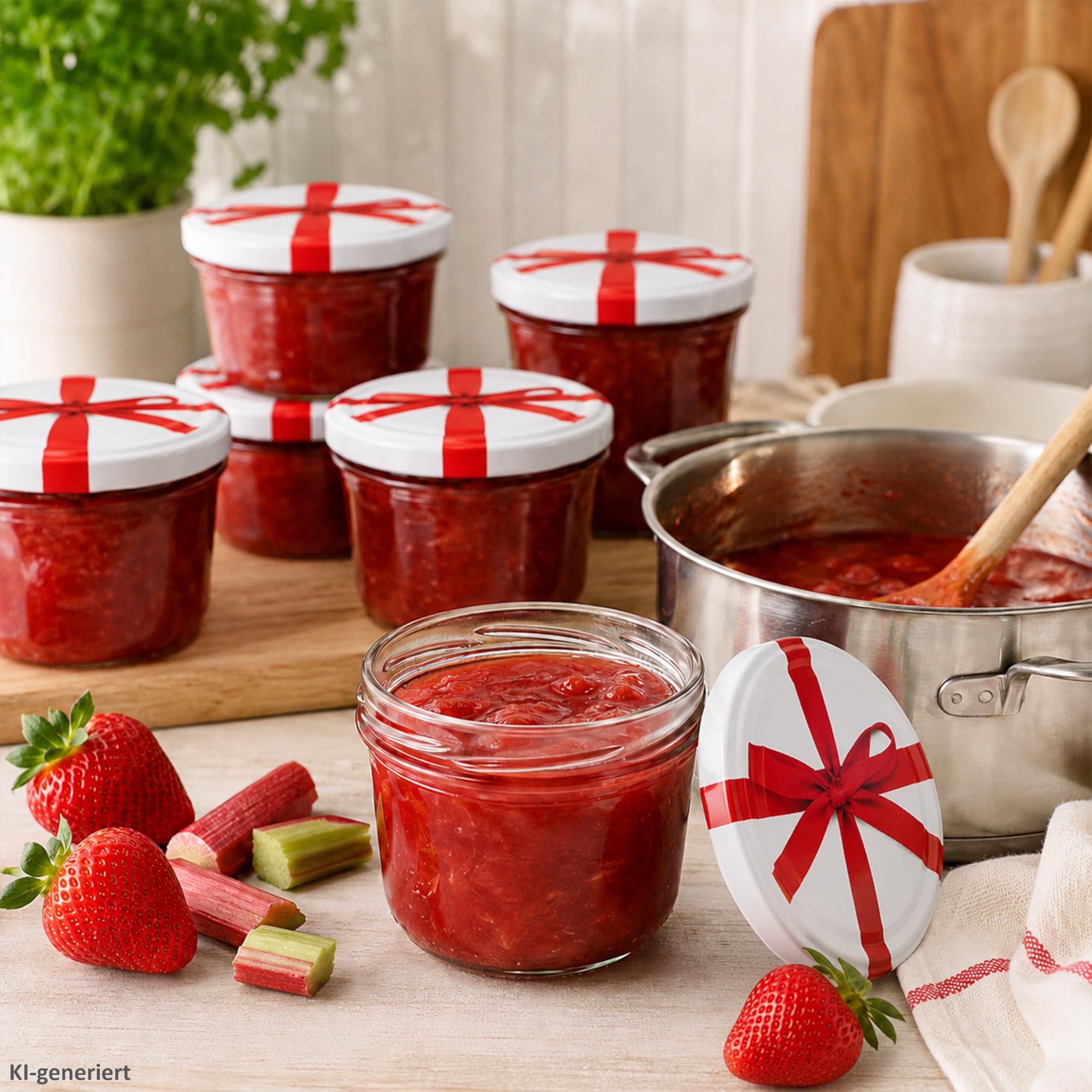 MamboCat 100er Set Sturzglas 230 ml To 82 weißer Deckel mit Schleifendekor incl. Diamant Gelierzauber Rezeptheft Marmeladenglas Einmachglas Einweckglas
