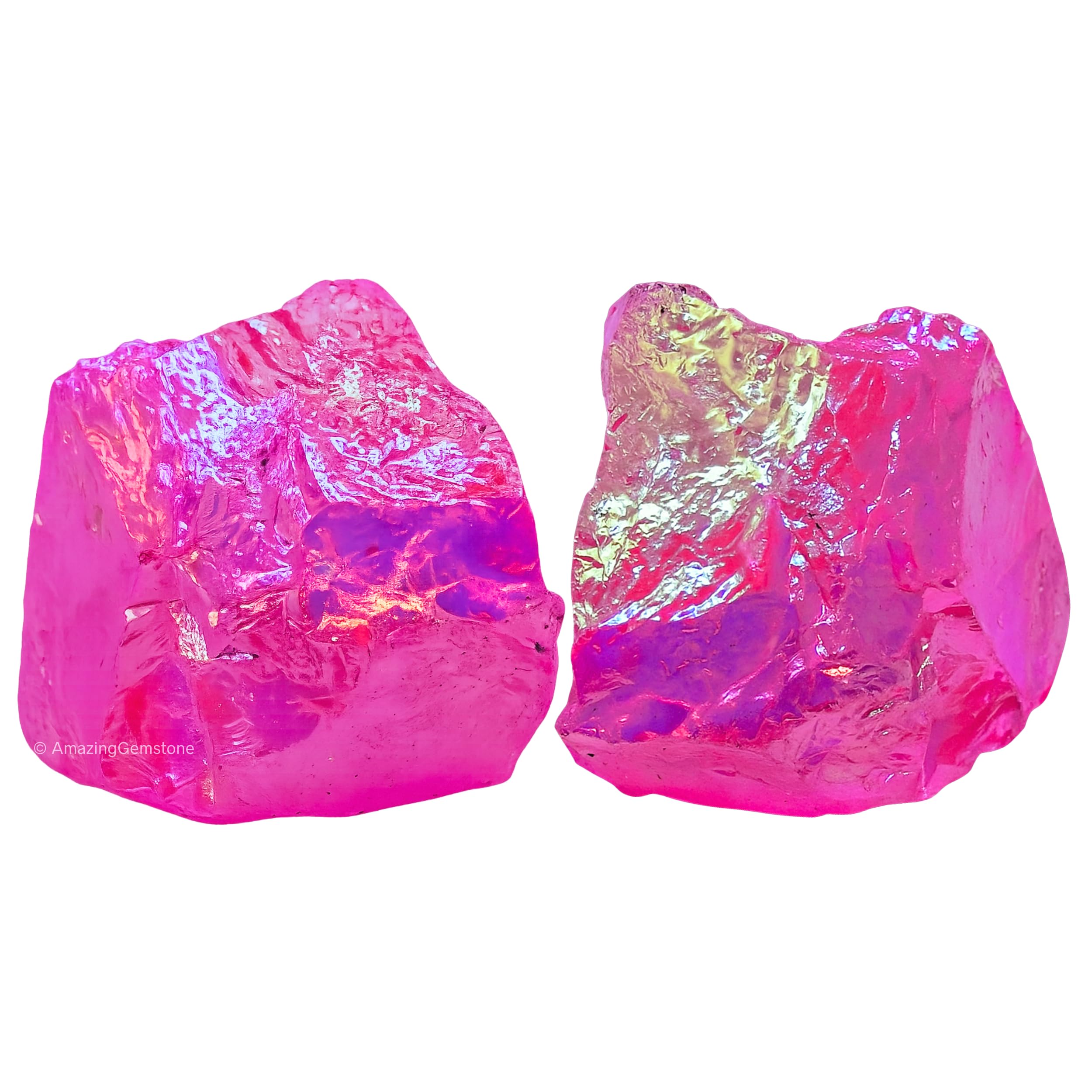 Rose Aura Quartz Crystals and Healing Stones, 2 Piece Raw | Certified Healing Crystal Rough Rocks For Tumbling and DIY Projects Gifts - Positive Energy, Chakra Healing, Meditation