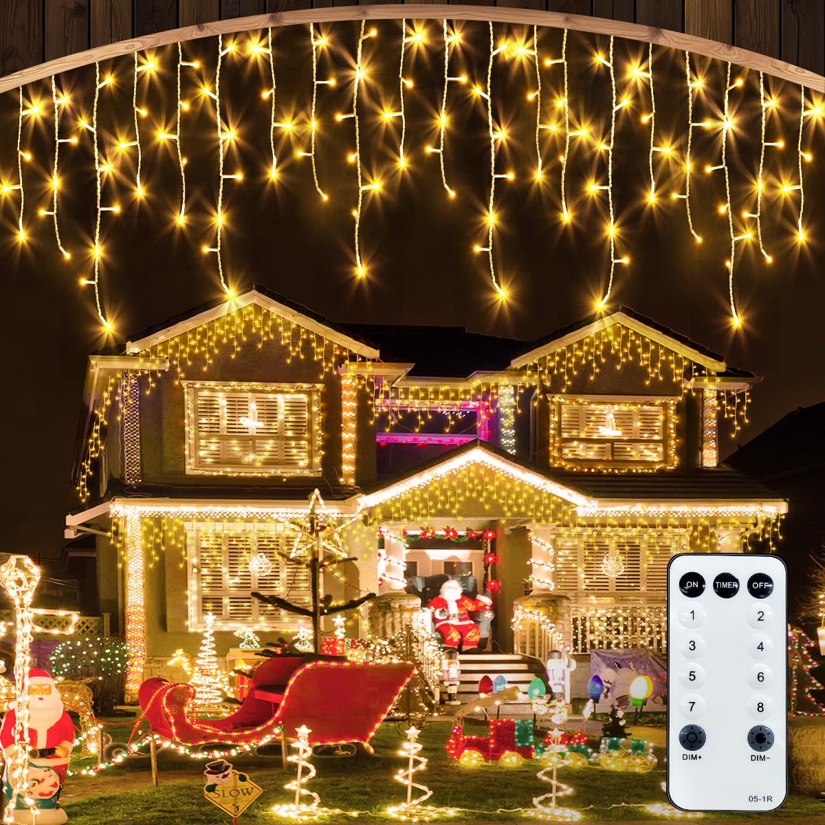 CGN Cortina Luces Navidad Exterior, Conectable 10M 400LED Luces Arbol Navidad Decoración de IP65 Impermeable con 8 Modos Memoria, luzes de natal exterior para Fiestas Bodas Jardín Balcon Ventana
