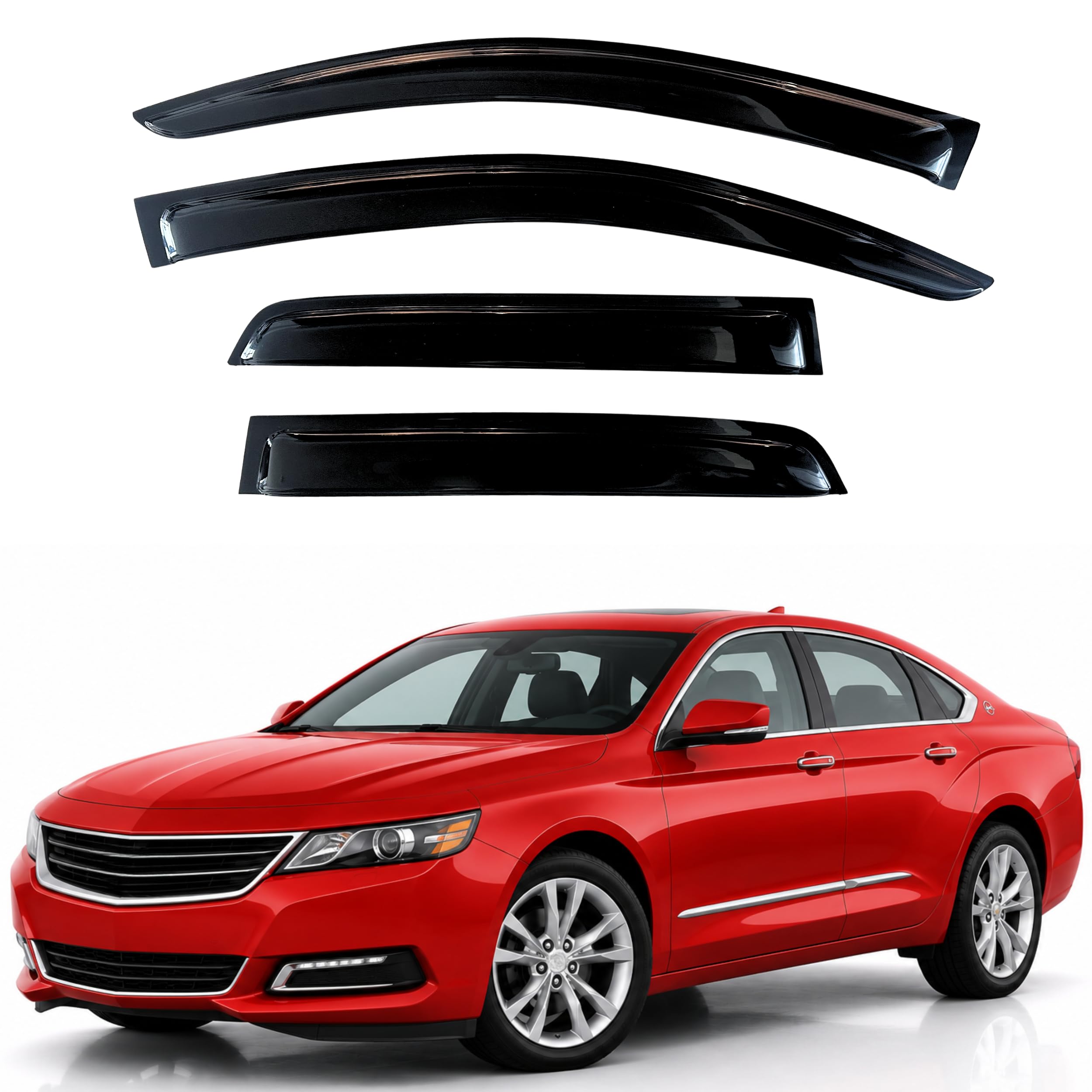 KPY Rain Guards Fit for 2014-2020 Chevrolet Impala, Out-Channel Window Visors Vent Wind Deflectors 4PC, Car Accessories for 14-20 Chevy Impala