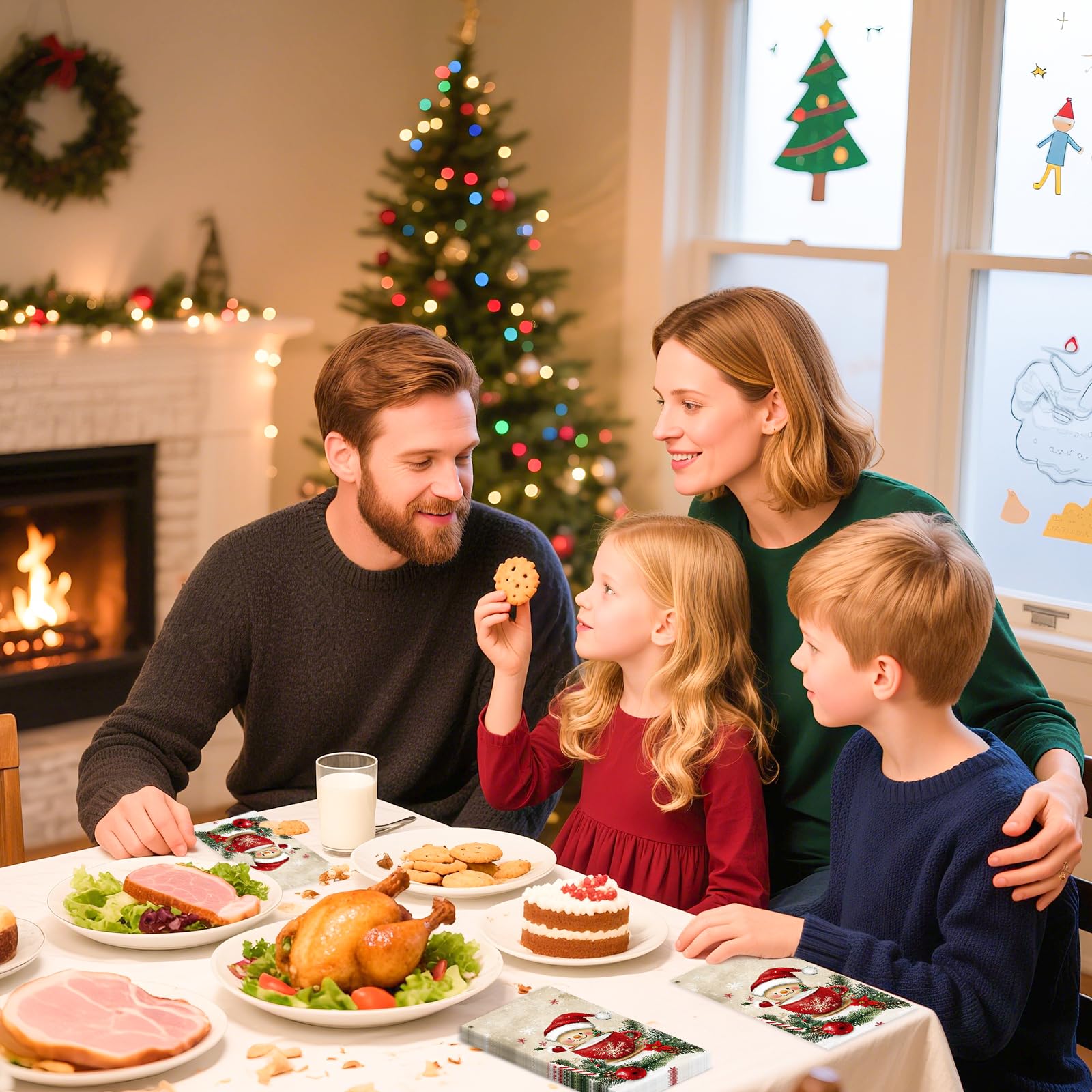 Tbsone 100 tovaglioli di carta usa e getta di Natale: tovaglioli per ospiti, decorazione da tavolo, bagno, casa, cucina, cocktail di vacanza