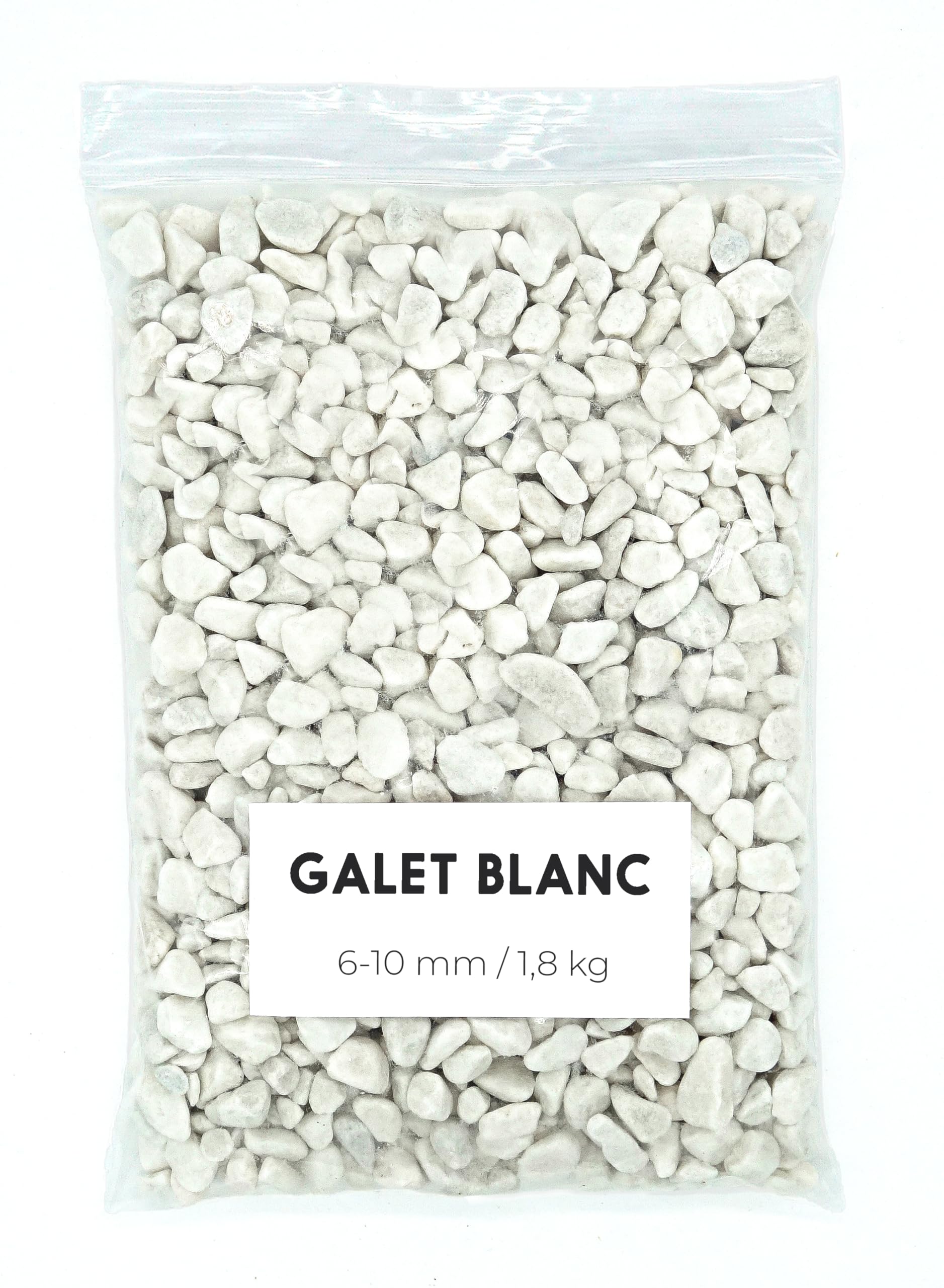 Galet Blanc 1,8Kg - Galets Decoratif - Galet Aquarium - Cailloux Decoratif - Galets Blanc Jardin - Gravier Jardin Exterieurr (6-10 mm) (Blanc)