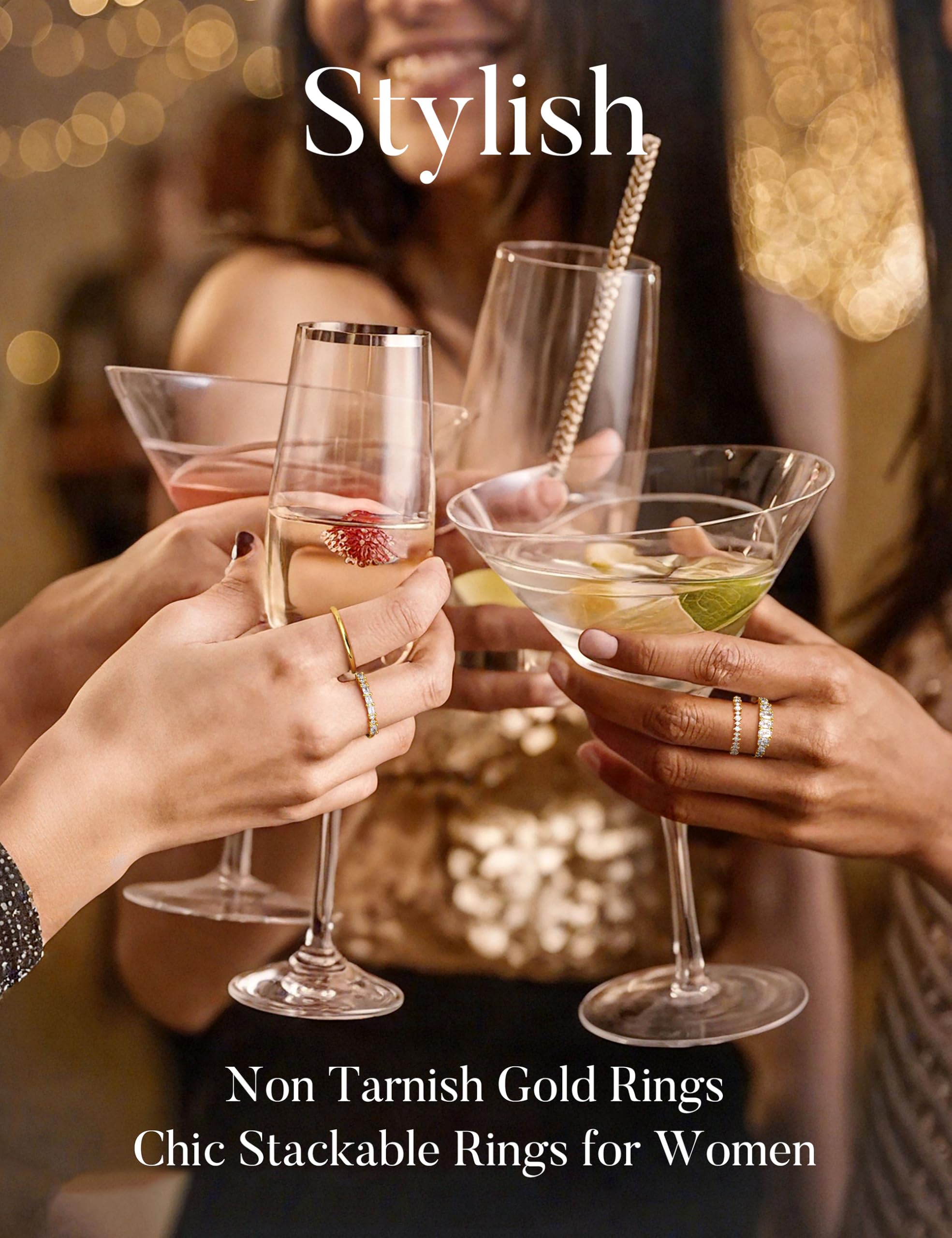 Anillos apilables de oro para mujer, no se deslustra, delicadas alianzas de boda de circonita cúbica, juego de anillos minimalistas de moda, anillos de compromiso para el pulgar, tallas 5-10 9