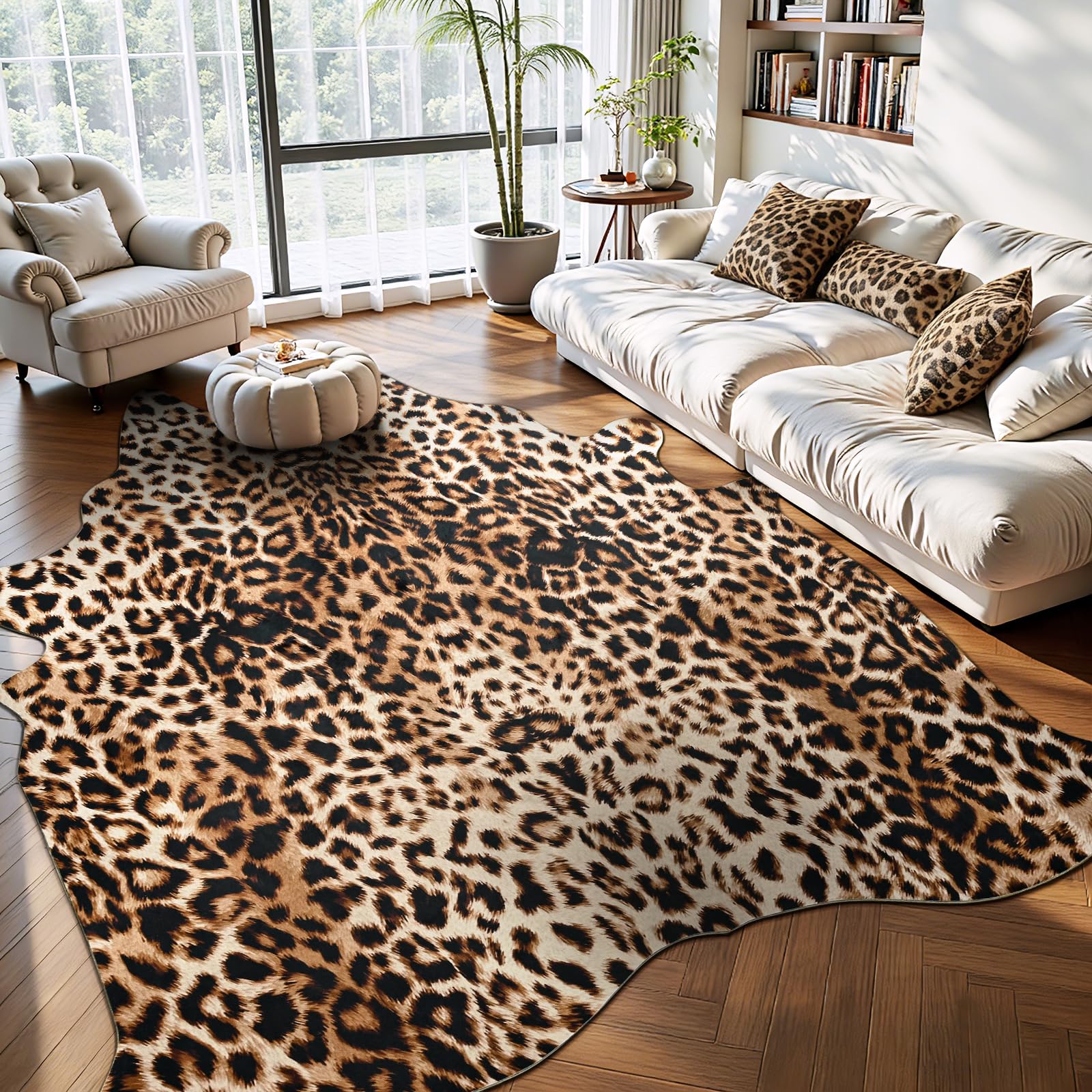Photo 1 of Pettop Faux Cowhide Rug 4.6x5.2 Ft