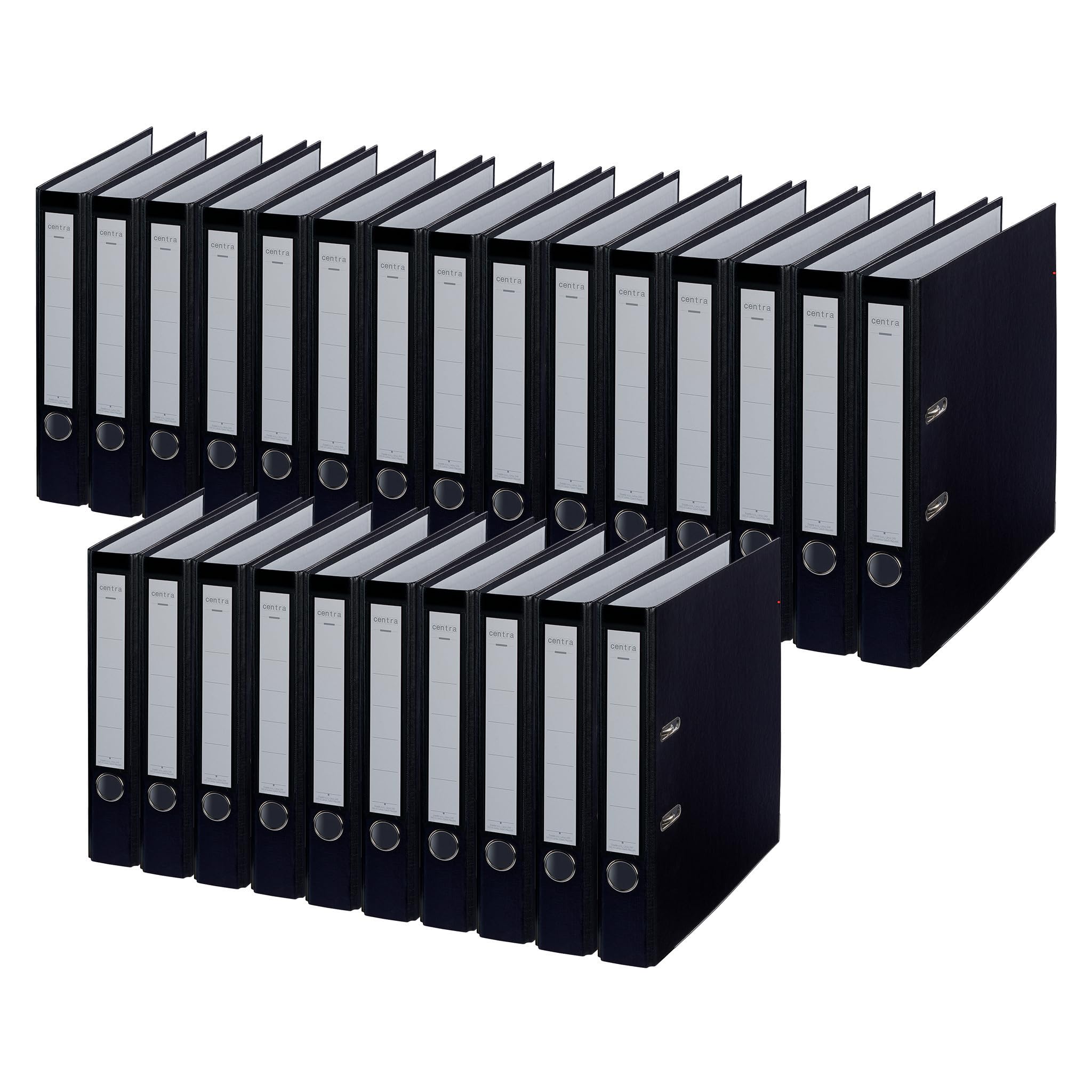 Centra Standard-Ordner (grauappe RC, mit PP-Folie kaschiert, A4, 5,2 cm Rückenbreite, Chromos) schwarz, 25 Stück
