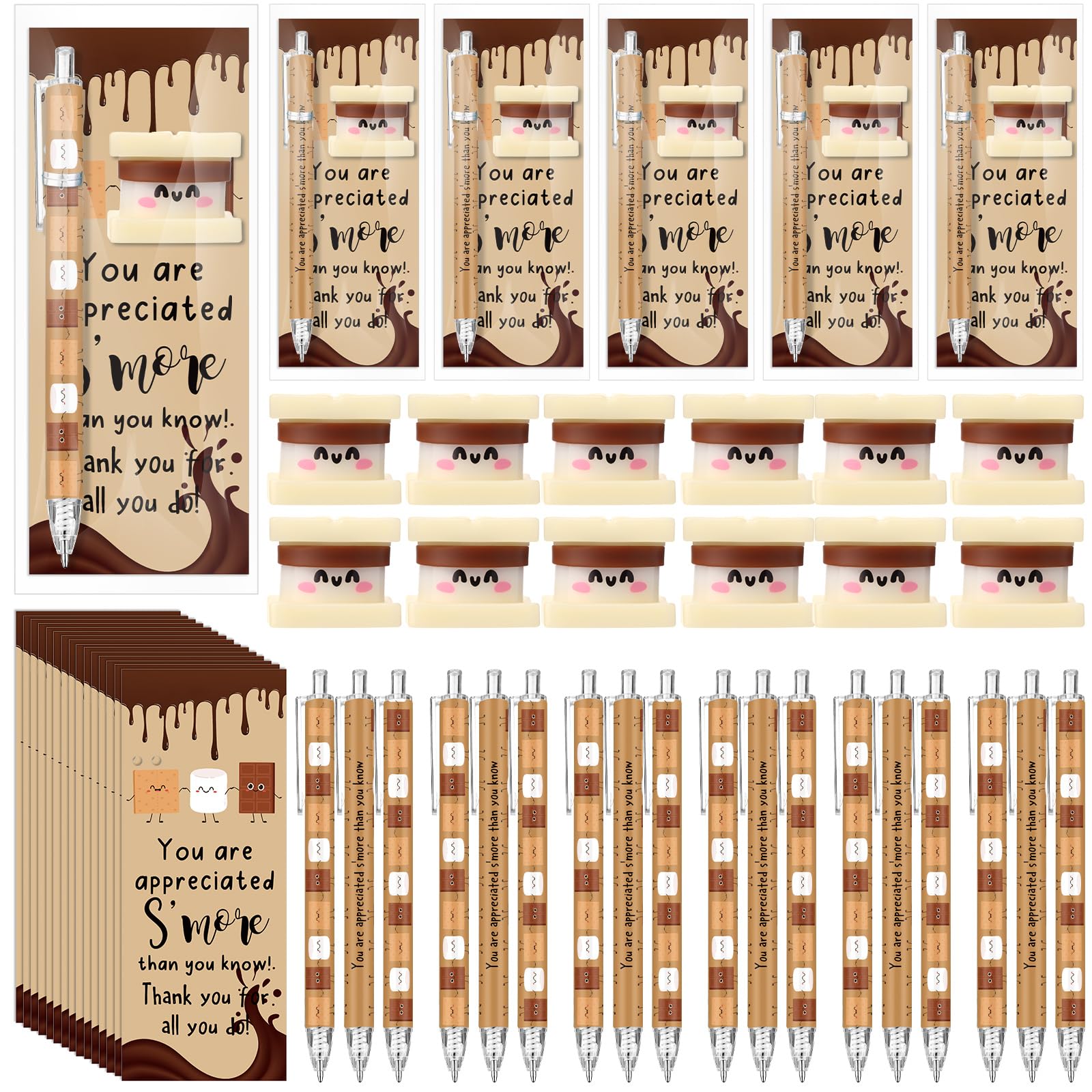 TecUnite 40 Sets Marshmallow Gifts Bulk Valentines Employee Coworker Appreciation Team Inspirational Marshmallow Pen Stress Ball Awesome Card Nurse