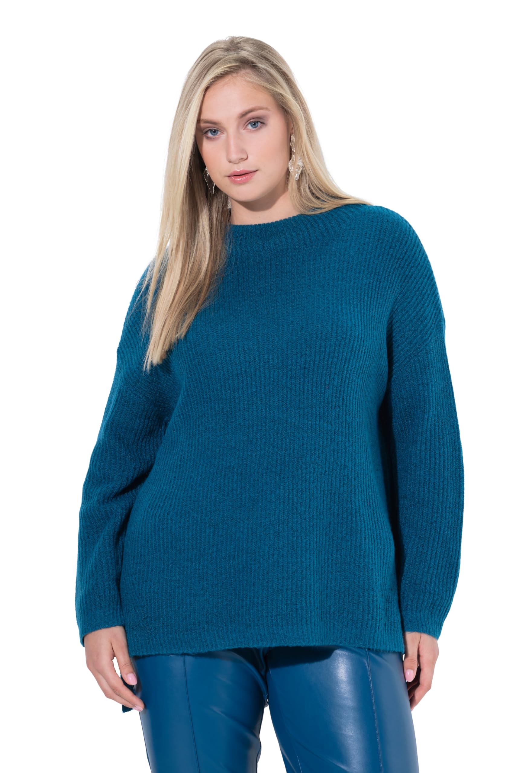 Ulla Popken Damen große Größen Übergrößen Plus Size Rollkragen-Pullover, Rippstrick, Oversized, Langarm 822713