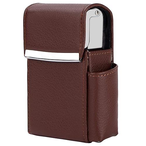 Miniatura 120 de Caja de cigarrillos deslizante de piel sintética con soporte para encendedor y trabilla para cinturón para hombres y mujeres, unisex A