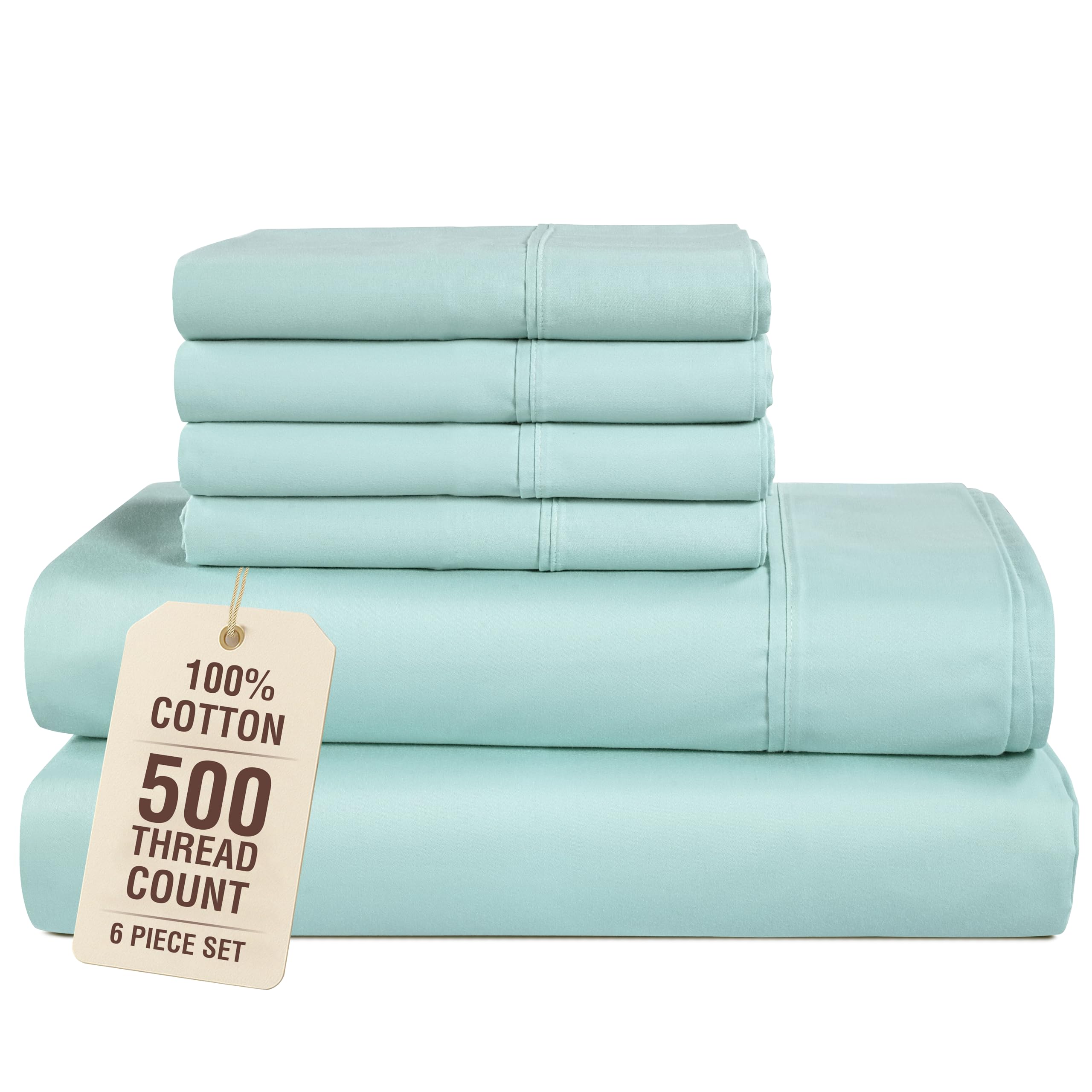 Casa Platino 500 TC Queen Sheets Blue Sky