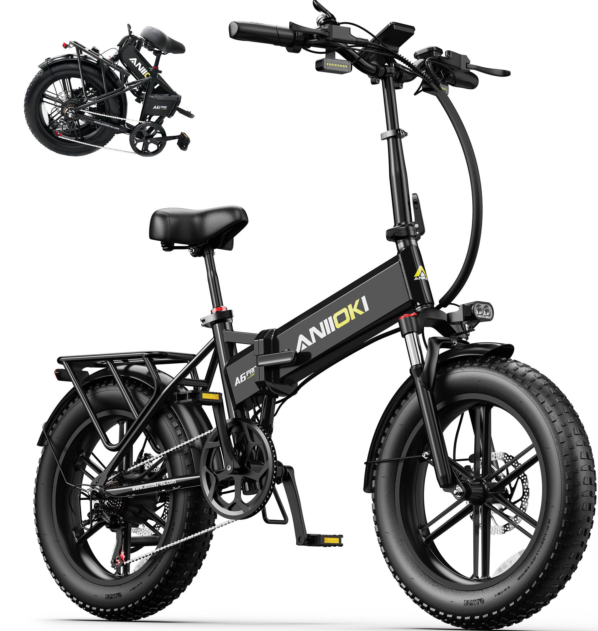 A6 Pro Bici Elettrica Pieghevole, Bicicletta Elettrica da 48V 20Ah Batteria Rimovibile,Velocità Massima 25 km/h, Motore Potente da 250W, Pedalata Assistita per 70-150 km,Gomme 20"×4.0" (Nero)