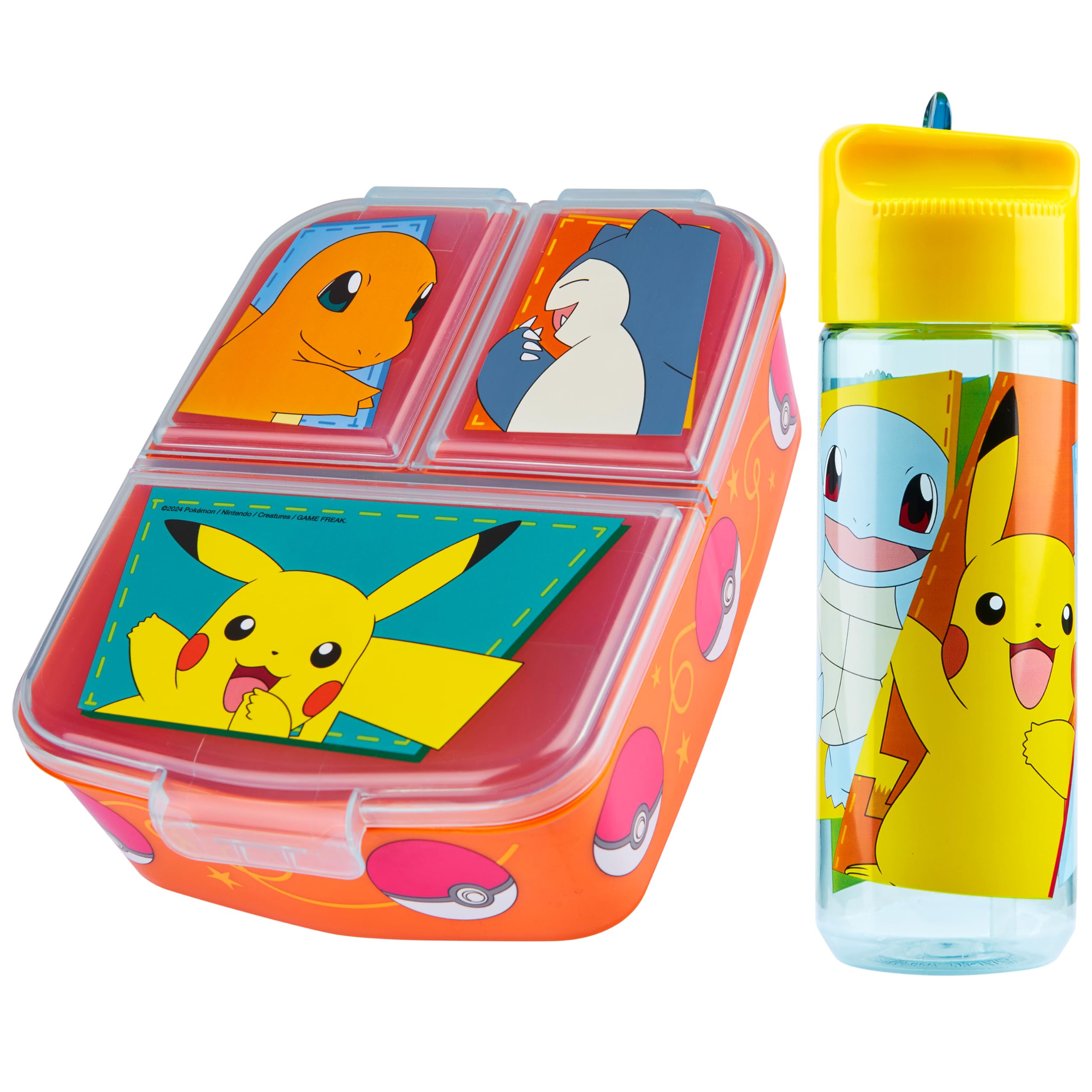 Pokemon Kids Lunch Box with Compartments and Water Bottle - Gifts for Girls & Boy