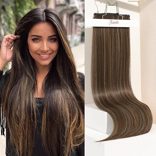 Miniatura 1 de REECHO Extensiones de cabello con pinzas, 4 extensiones de cabello largo y lacio, de 24 pulgadas, de trama de encaje invisible, extensiones de