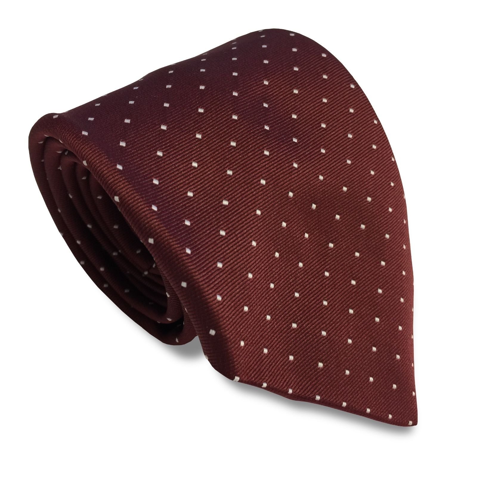 Great British Tie Club Men's Burgundy Pin Dot Standard Neck Ties (Burgundy)