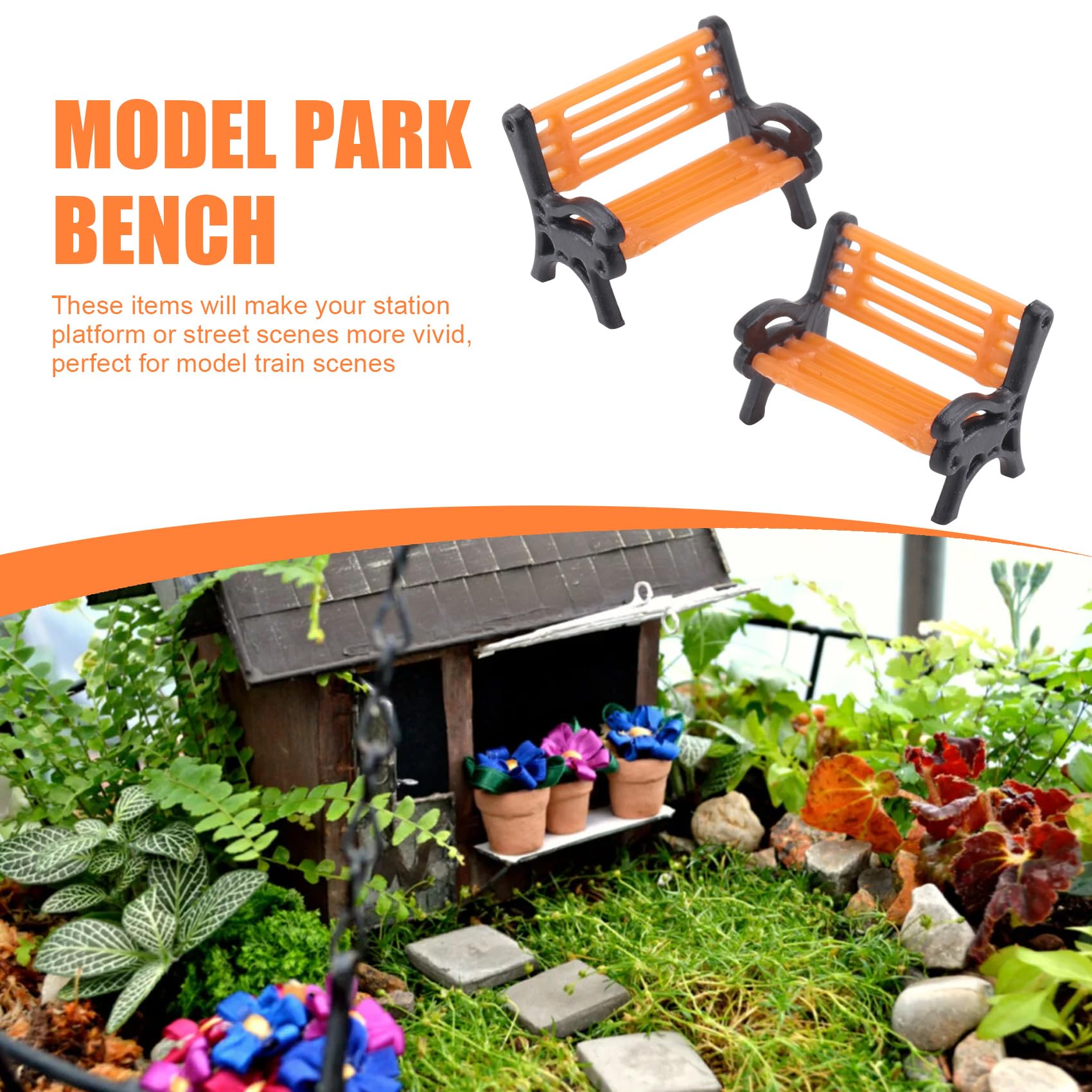 NIZEAMI 10Pcs Model Train HO N O Scale 1:150 Bench Chair Model Settee Street Park Layout Plastic Crafts,Garden/Railway Layout - Image 2