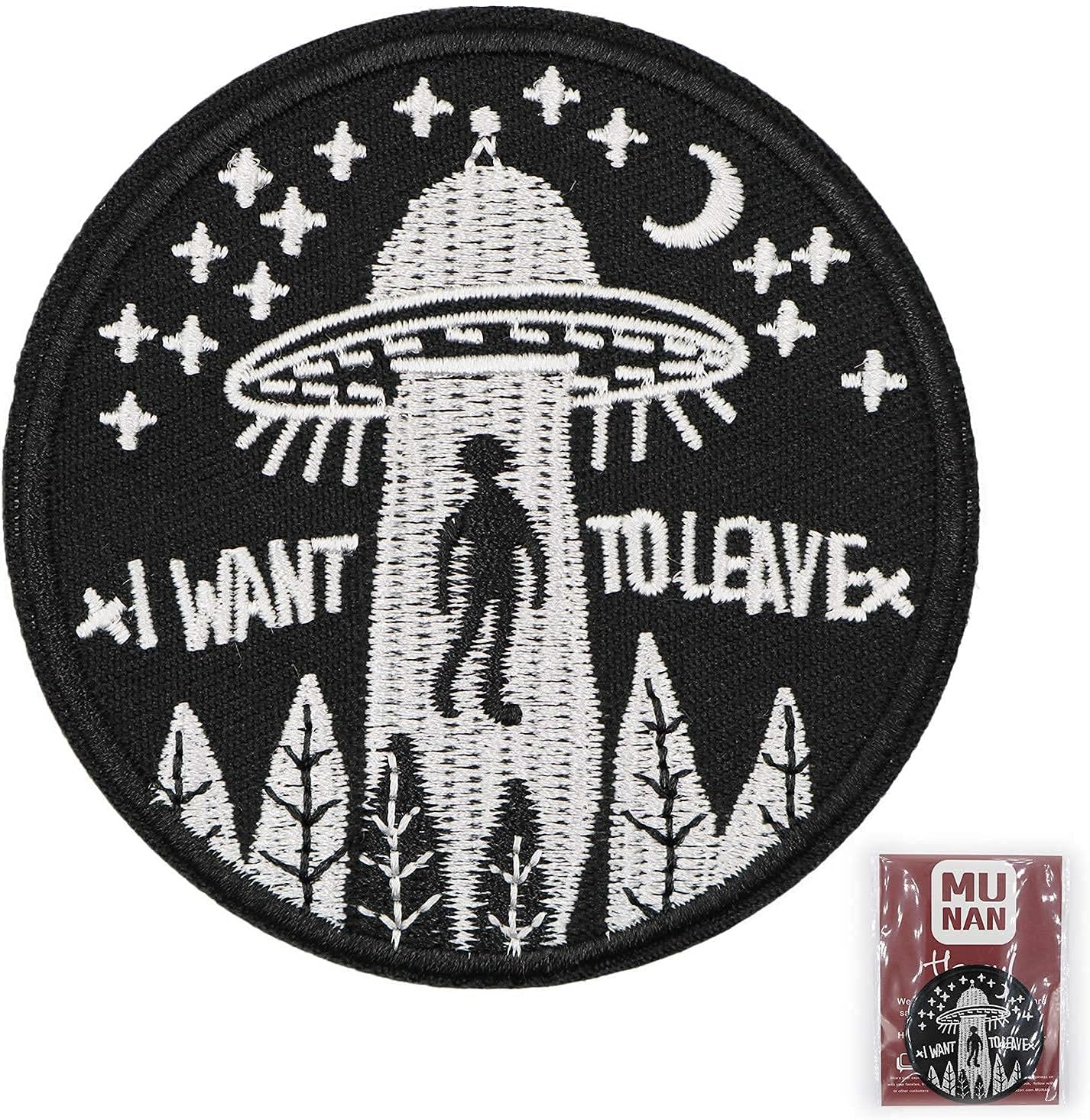 UFO Alien Iron on Patches I Want to Believe Alien Space Patch Embroidered Applique Badge Iron On Sew On Emblem