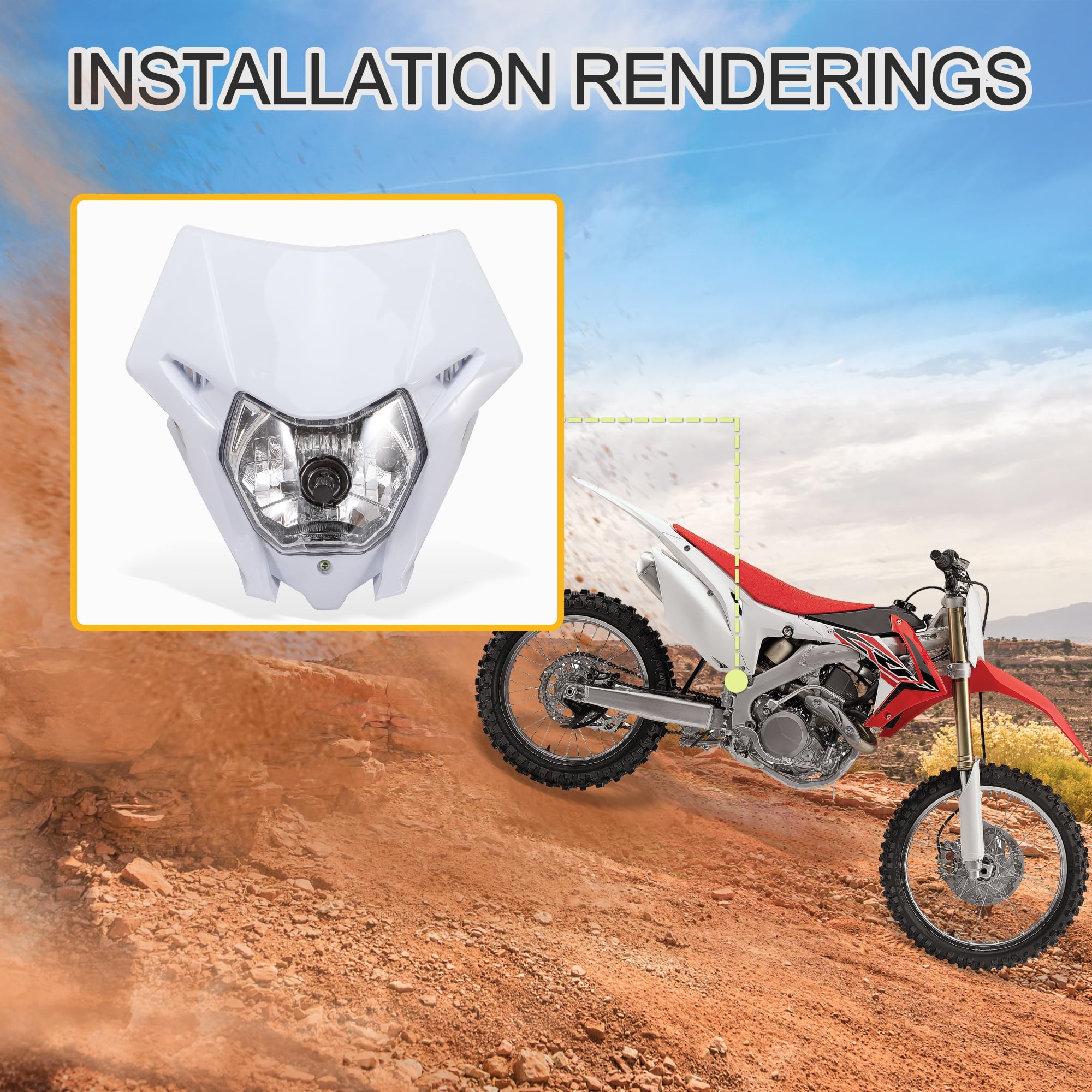 Phare Avant Vert 12V 35W HS1 Pour Moto CRF150L - Remplacement Premium Motocross, Enduro & Super Moto