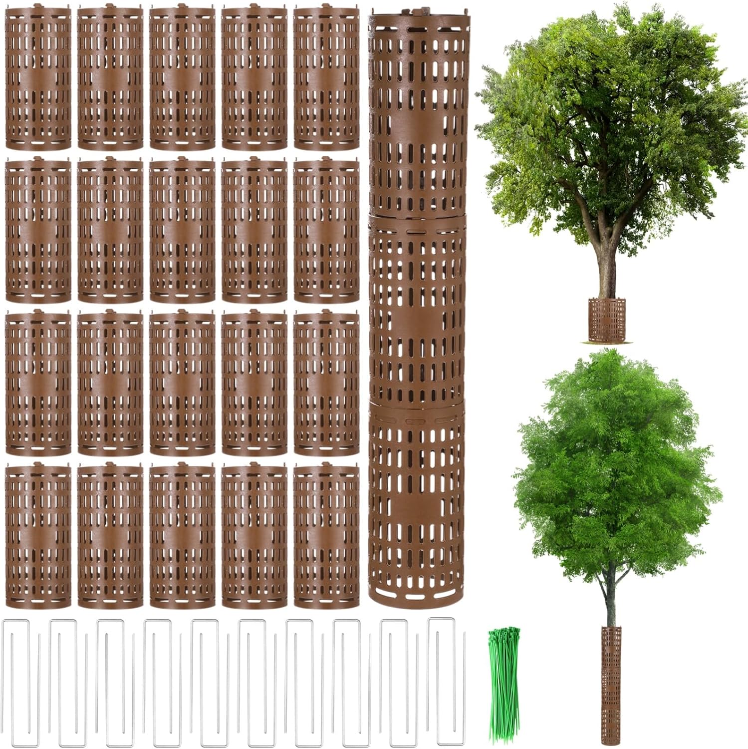 20 Pack Plant Tree Guard Protector, Tree Trunk Protector Around Trunk Bark, Saplings, and Vines, Expandable Mesh Tree Bark Protector 15 Inches Tall, Protect from Trimmers, Mowers, and Animals