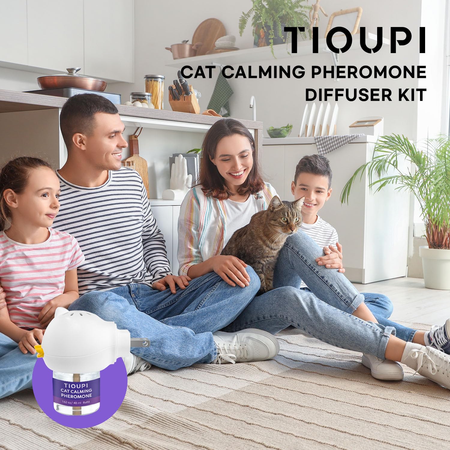 Lot de 2 diffuseurs apaisants de phéromones de chat de qualité supérieure - Soulage le stress et l'anxiété pour chats
