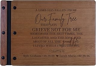 LifeSong Milestones Personalized Funeral Service Guest Book Engraved Wood Memorial Service Guestbook Celebration of Life Remembrance in Loving Memory Keepsake 12.25x9 (Cherry)