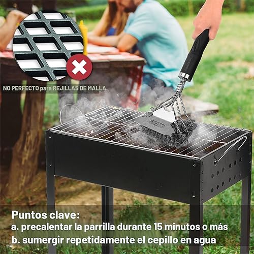 Miniatura 6 de Cepillo de parrilla y raspador sin cerdas, cepillo seguro para barbacoa para parrilla - Limpiador de parrilla de acero inoxidable de 18 pulgadas -