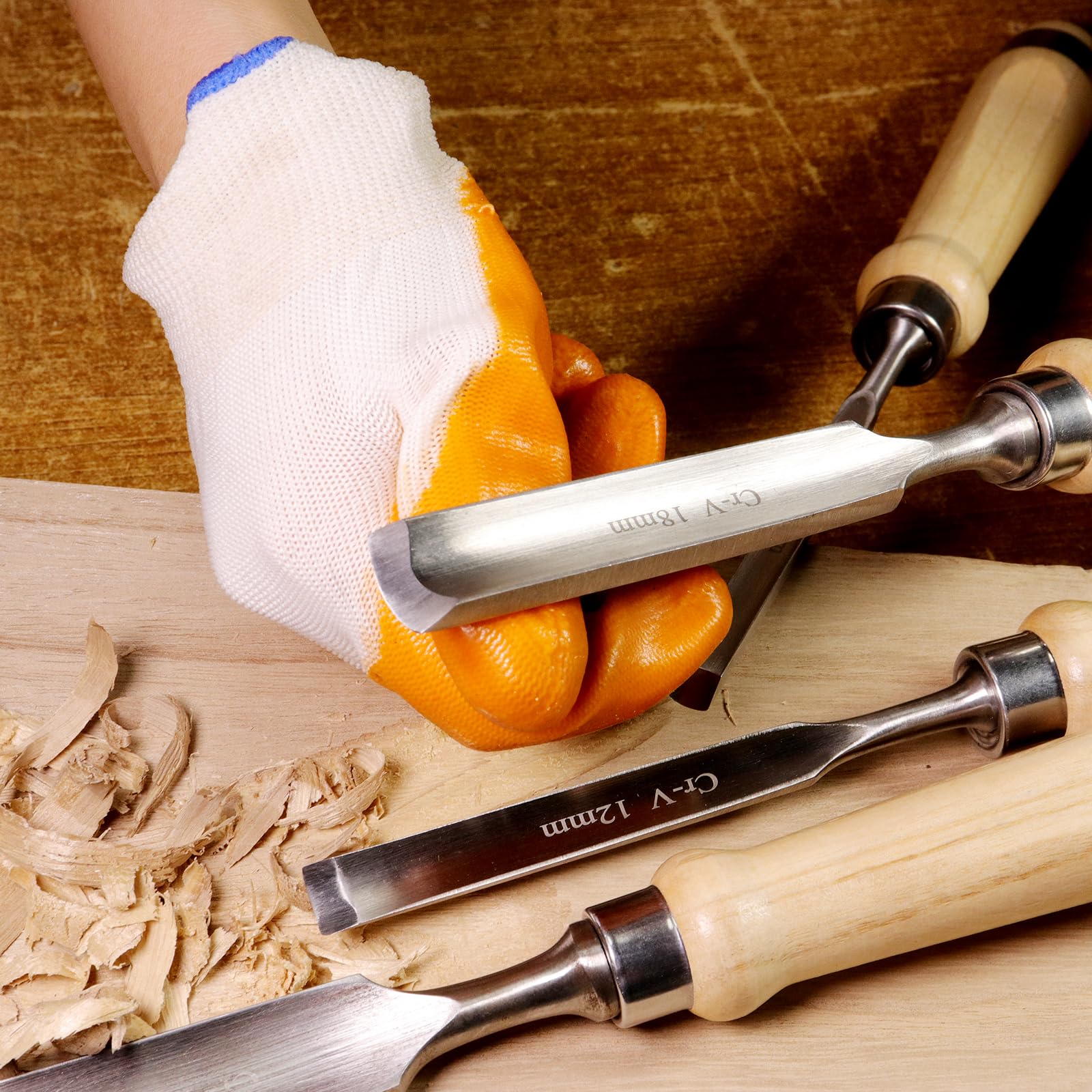 ATOPLEE Lot de 4 ciseaux à bois demi-cercle à bord intérieur en acier au chrome vanadium 8 mm, 12 mm, 18 mm, 25 mm pour bricolage, menuisier, bricoleurs débutants