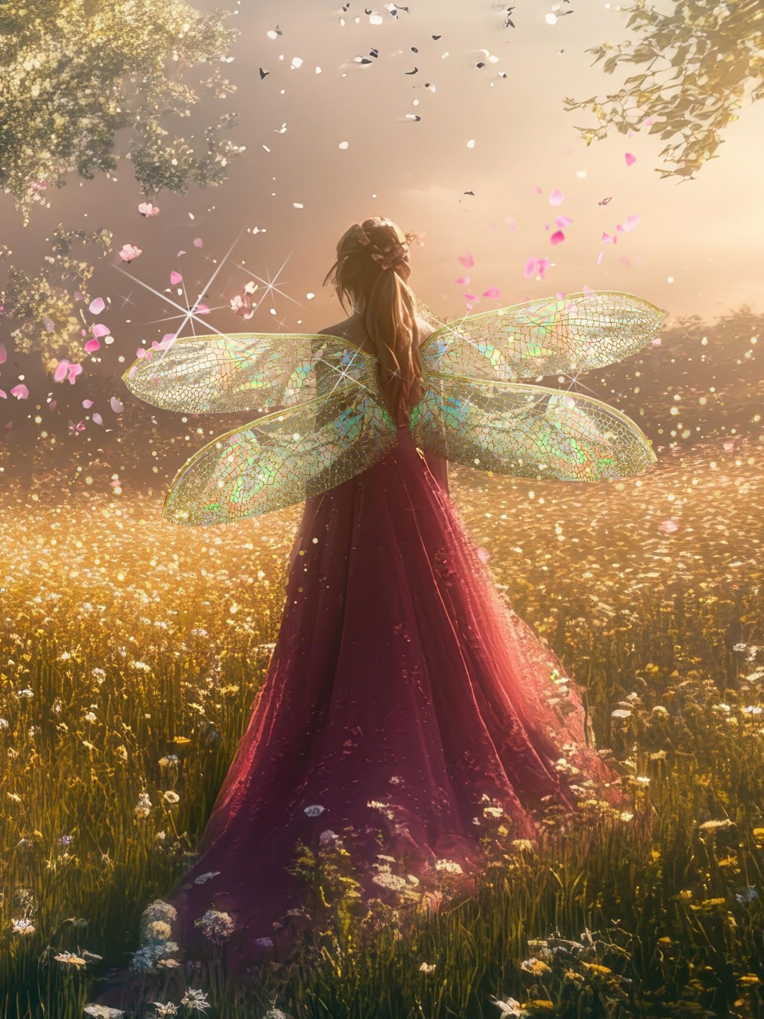 PullCrease Dragonfly Wings for Adults Halloween Fairy Dragonfly Wings Costume Large Cosplay Dress up Festive Party Favor(Gold Dazzling Color) - Image 4
