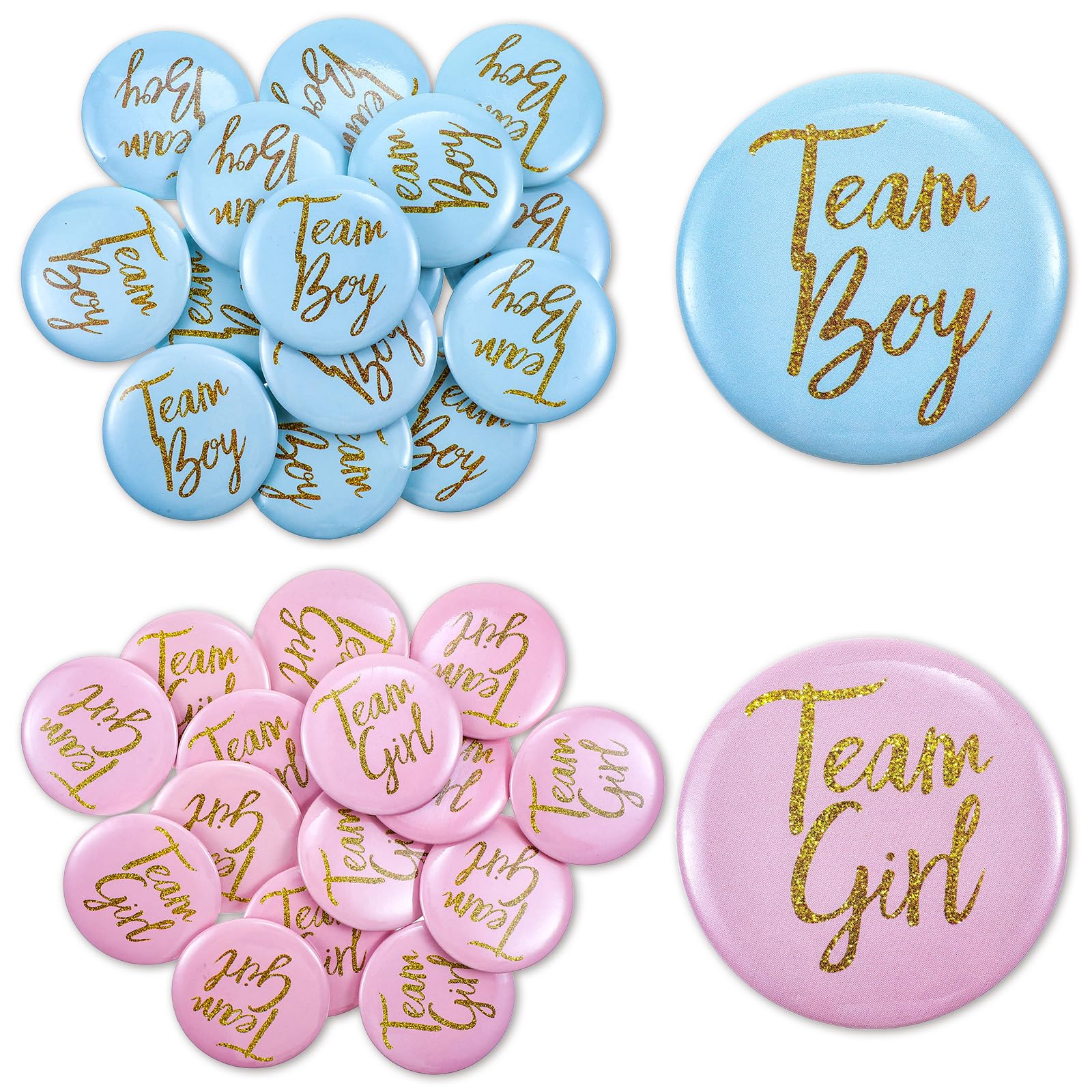 Ouligay Lot de 30 badges révélateurs de sexe 4,5 cm rond Pinback bleu et rose