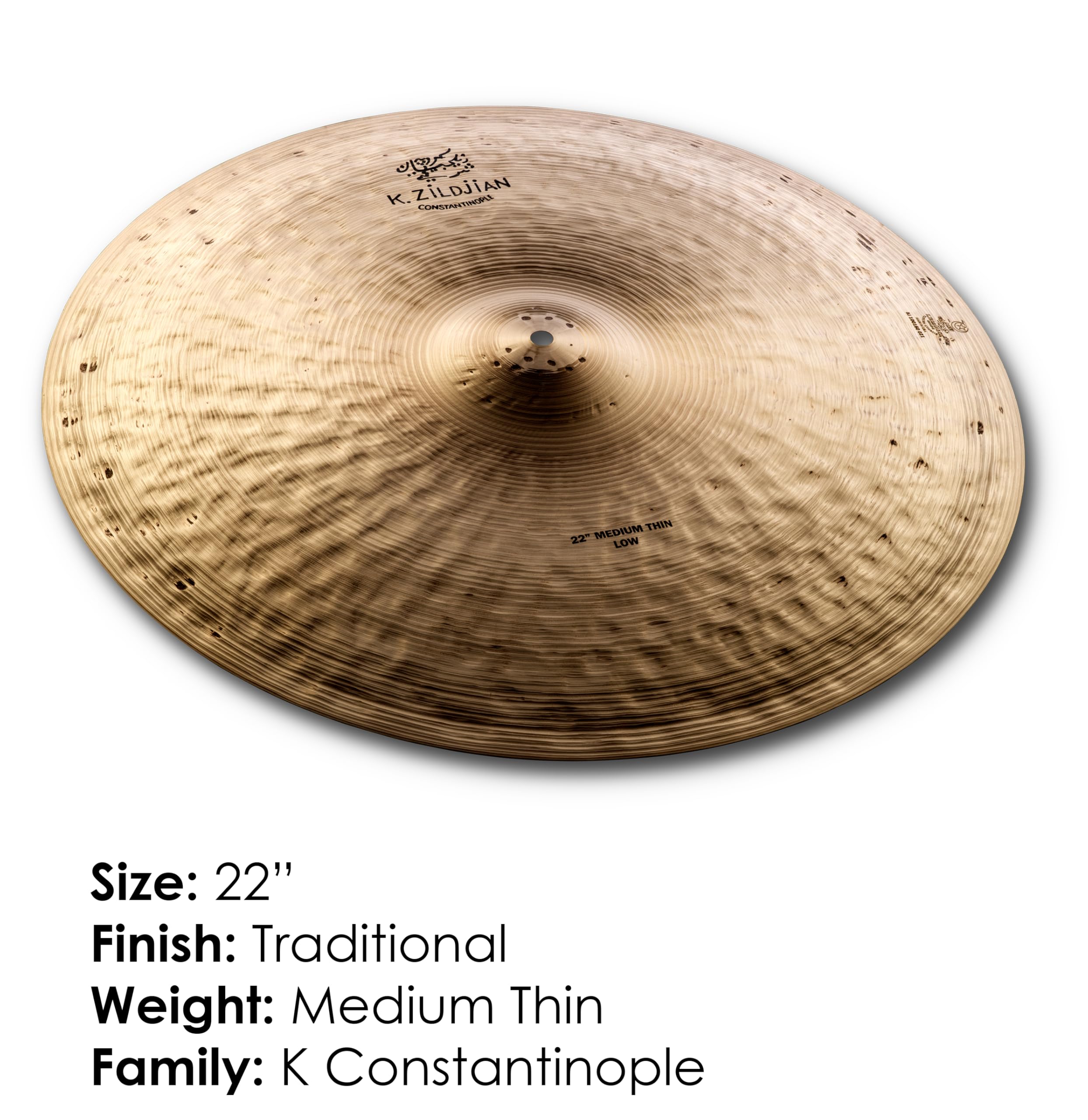 Zildjian K' Constantinople Ride 22", Medium Thin, Low - Piatto Ride