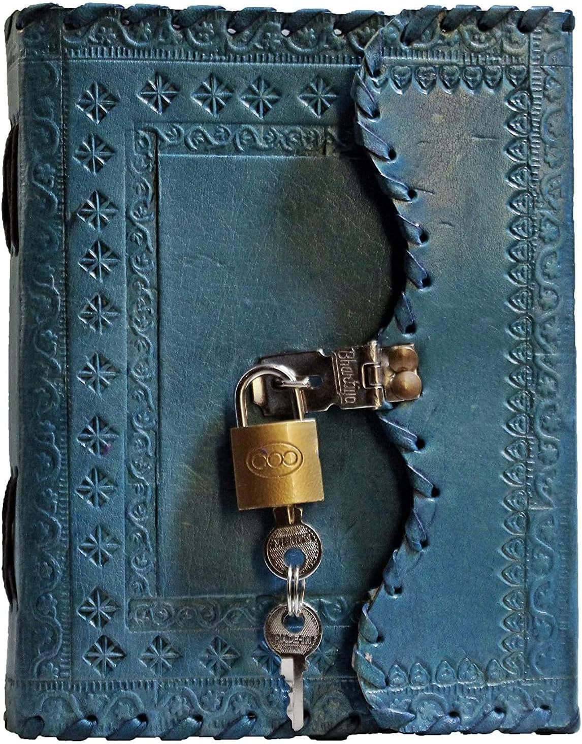 Handmade Paper Diary Handmade Leather Bound Journal Regular Diary/Personal Memoir for Men and Women with Lock and Key (Ocean Blue)