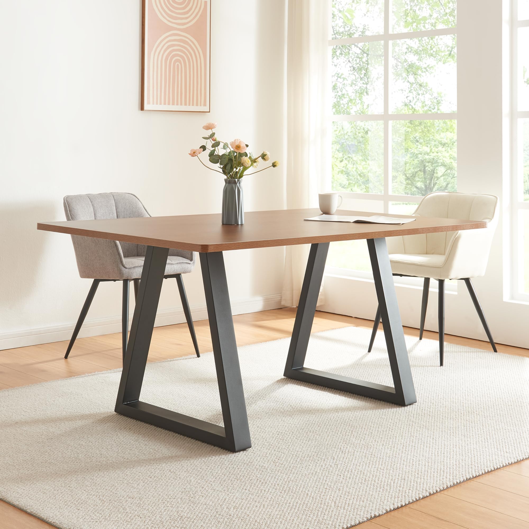 [en.casa] Set de 2 Patas de Mesa Greiling Conjunto de 2 Pies de Mueble DIY con Patas Niveladores de Estilo Atemporal en Forma de Trapecio Acero Sinterizado 72 x 70 cm - Negro