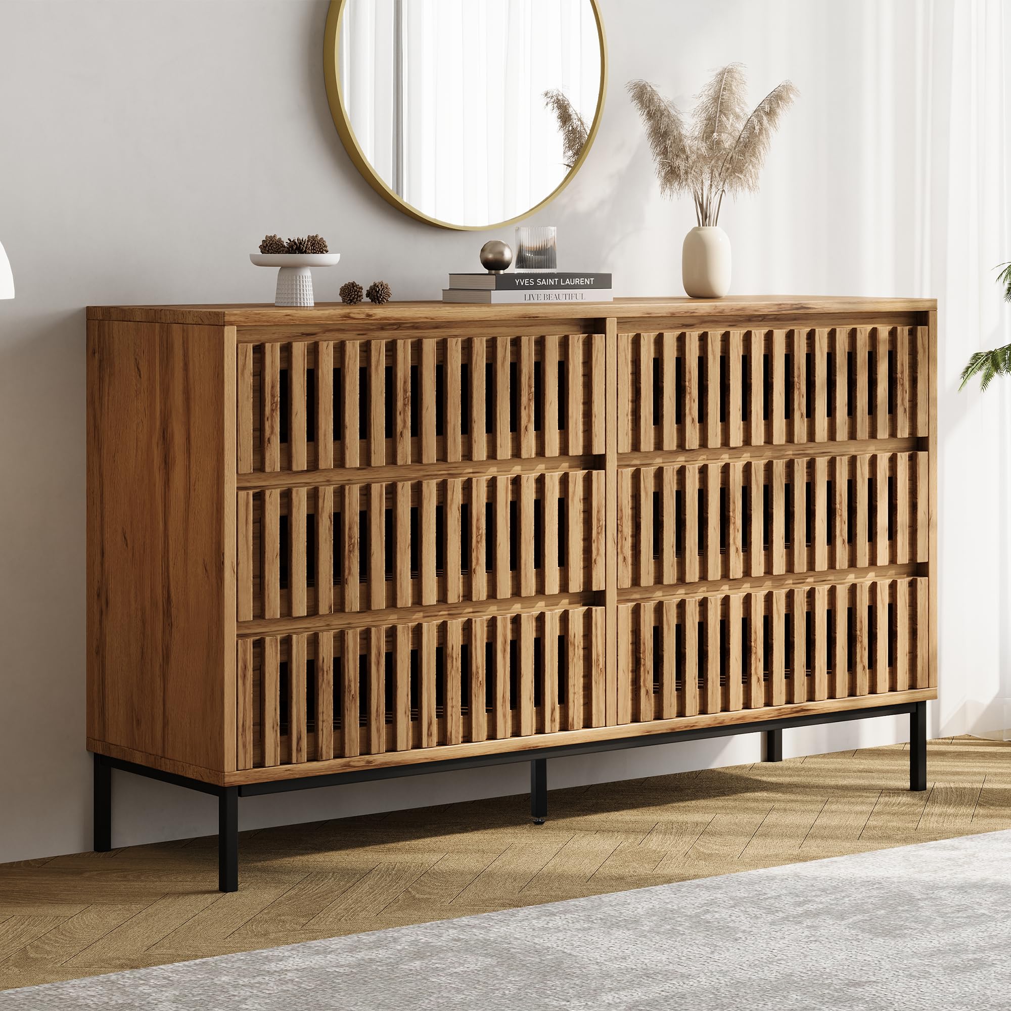 Credenza moderna, comò con 6 cassetti, armadietto portaoggetti, colore