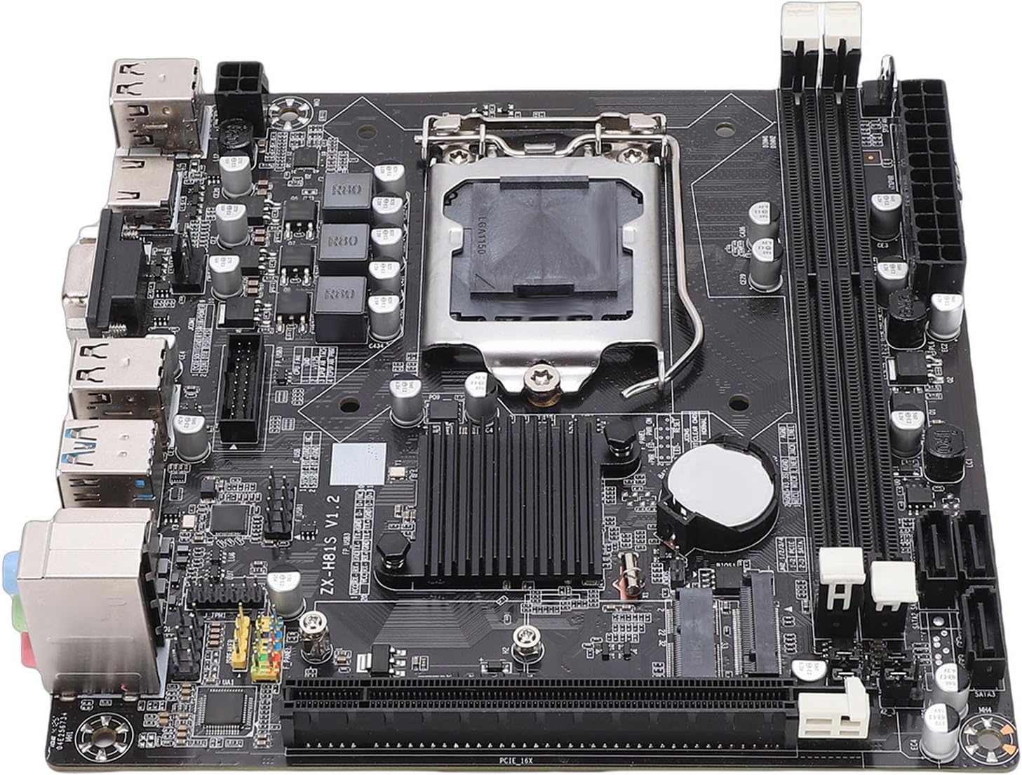 H81 LGA 1150 Gaming Motherboard, Mini ITX Support Core i3 i5 i7 E3 V3, DDR3, M.2 NVMe Slot, SATA 6Gb / s, PCI Express x16, VGA HDMI