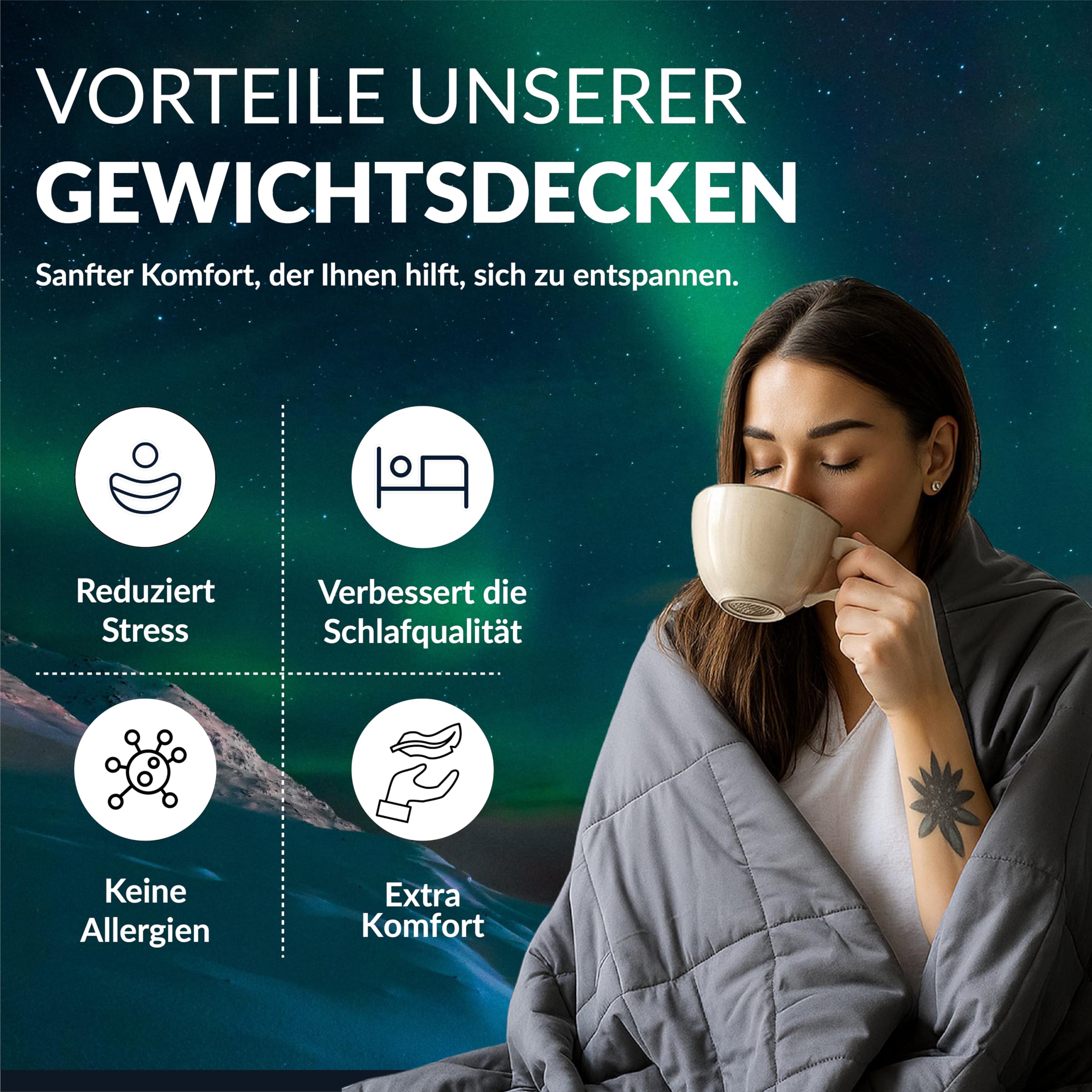 Polar Night Gewichtsdecke 135 x 200 cm 13kg Mikrofaser Oeko-TEX® 100 Standard