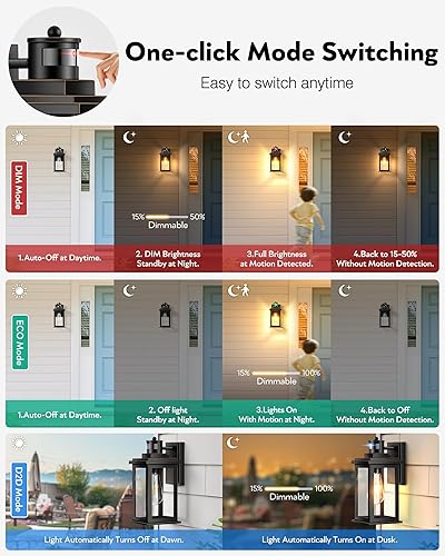 Miniatura 66 de VIANIS Luces negras para exteriores del atardecer al amanecer para casa, paquete de 2 luces de pared al aire libre, luces de porche impermeables