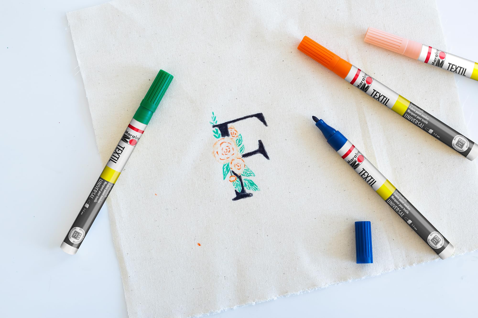 Marqueur Textile - Marabu Textil Painter 2-4mm - Bleu Foncé - Peinture Textile - Peinture Loisirs Créatifs