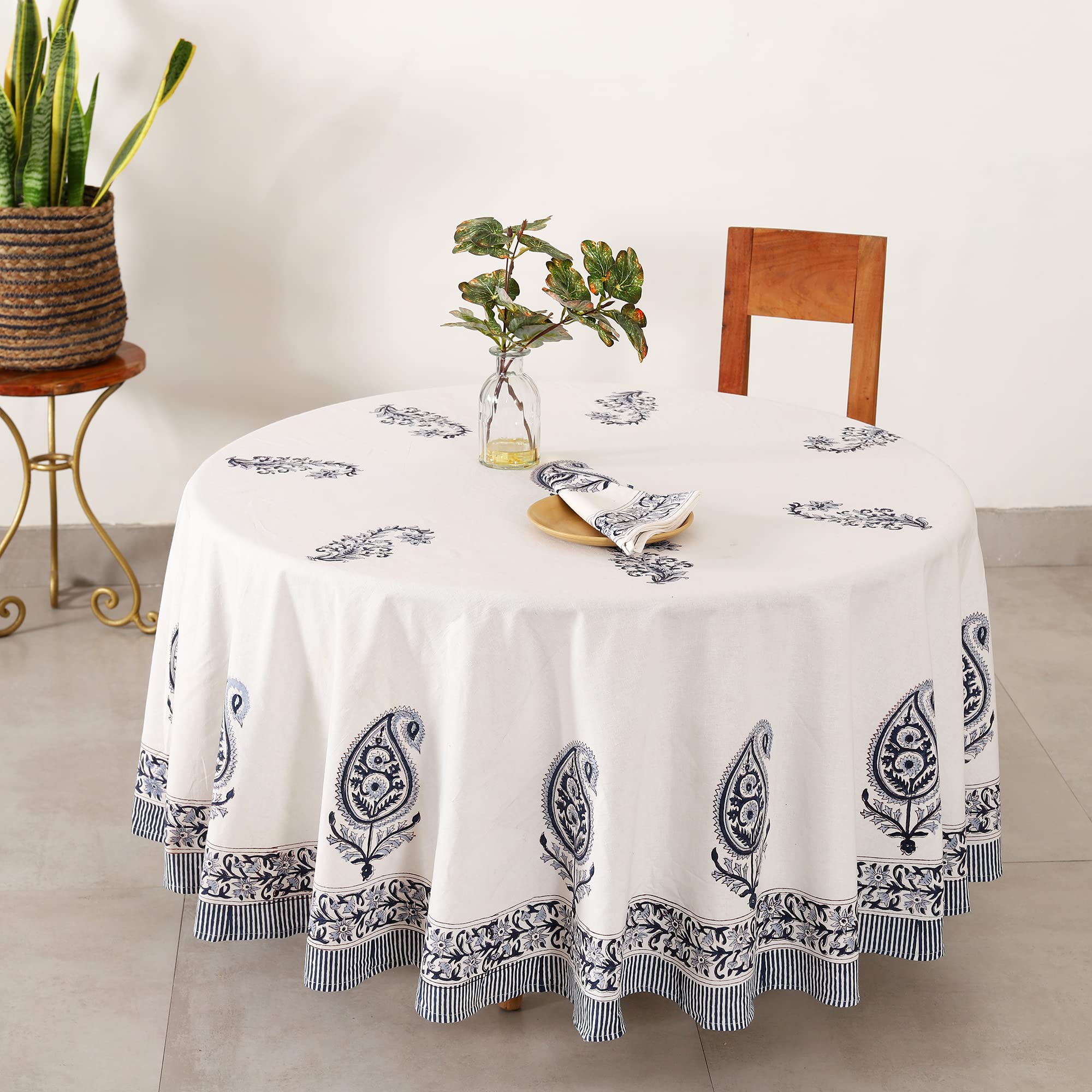 Ravaiyaa - Attitude is everything Pure Cotton Block Prited Round Table Cover for Decoration of Dining Table Kitchen Table (60" Inch Table Cover with Napkin Set, Green Tree) (B0B7BC91M7) Amazon Price History, Amazon Price Tracker