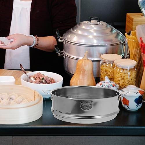 Miniatura 9 de Hemoton Cesta de vapor apilable de 8.6 pulgadas, inserto de vapor de acero inoxidable, bandeja de vapor universal, utensilios de cocina con asas