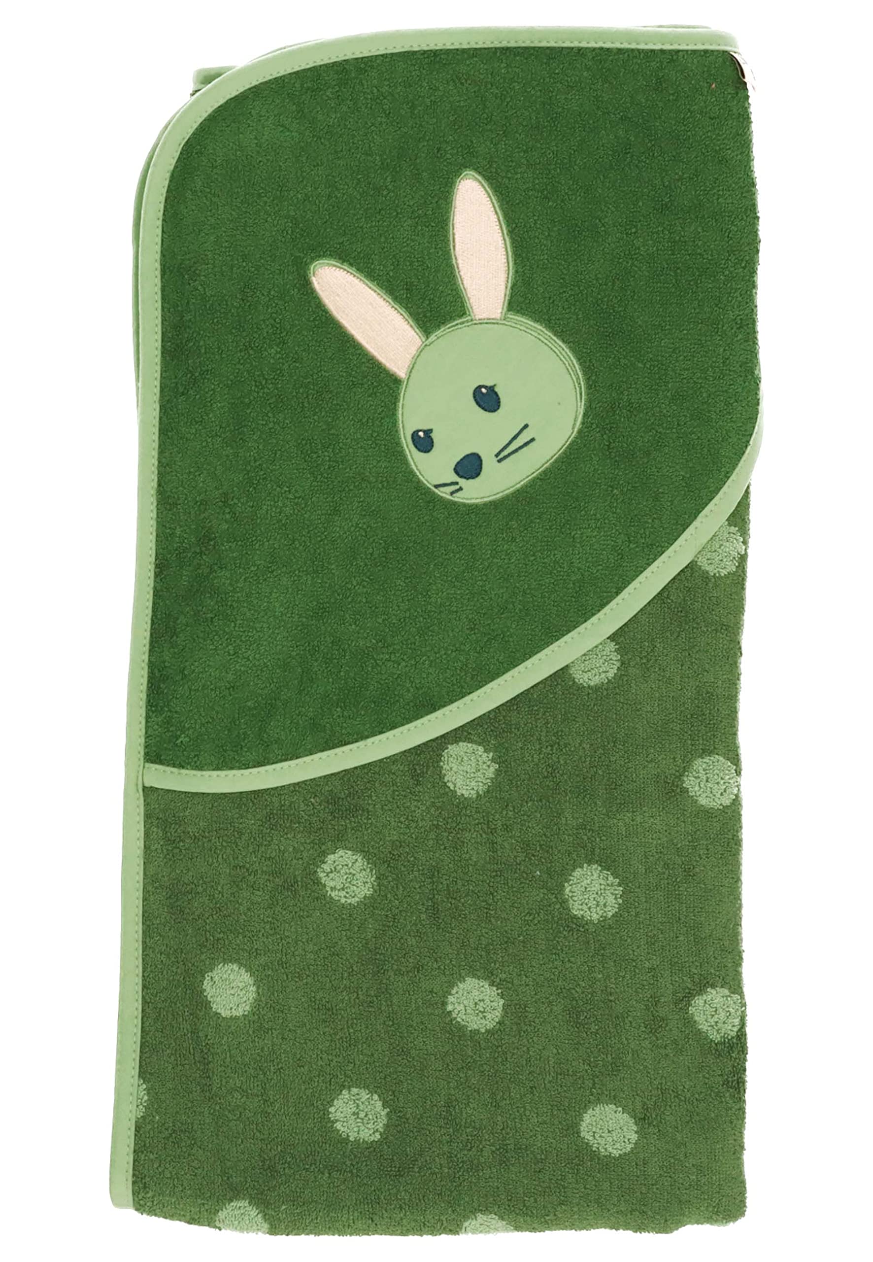 Sterntaler Serviette de Bain bébé Unisexe GOTS Kinni - Poncho de Bain pour bébé - Serviette à Capuche - Serviette de Bain pour Enfant avec Motif Lapin - Bio - Vert foncé