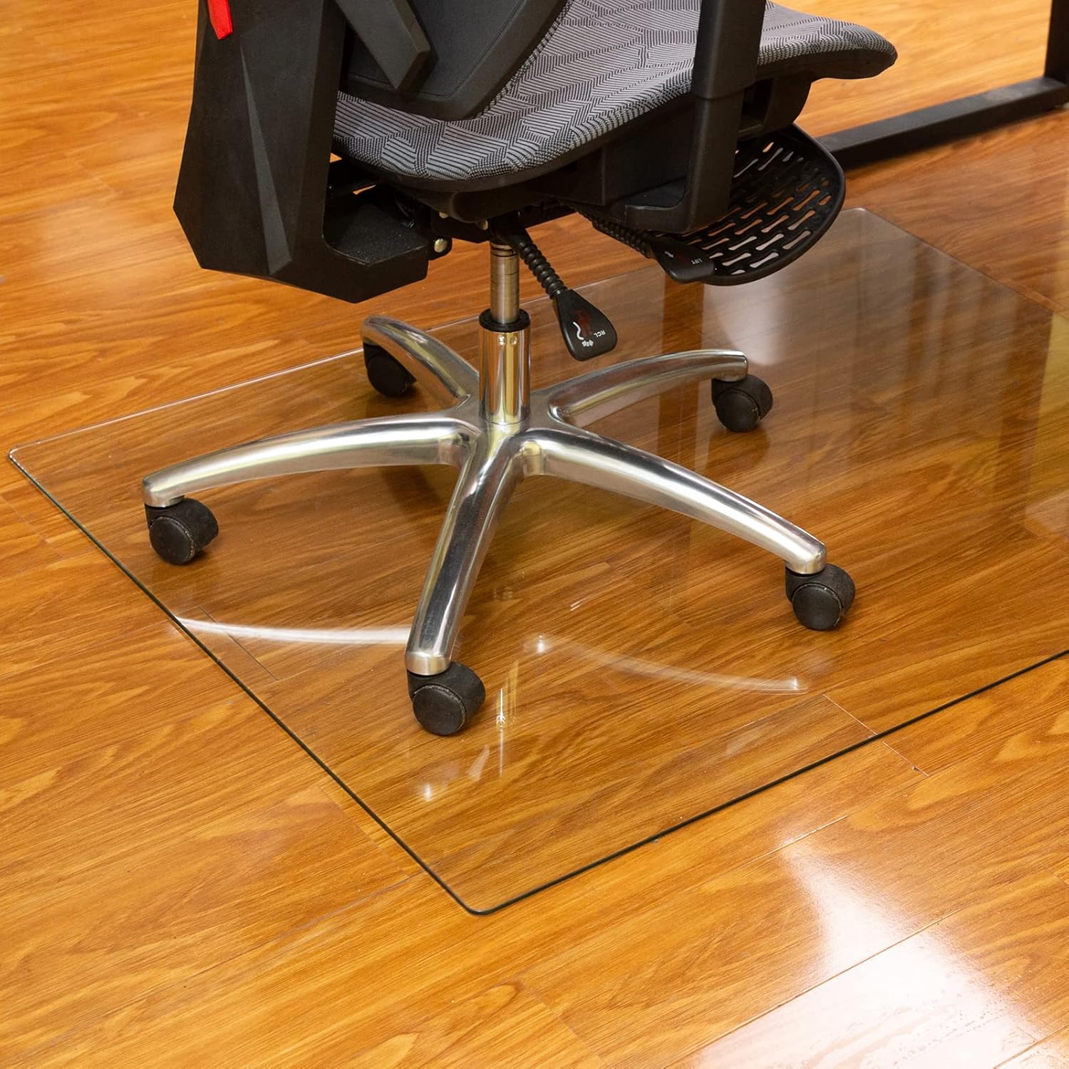Clear Glass Chair Mat 1/5" Thick Clear Tempered Glass Office Chair Mat for Carpet