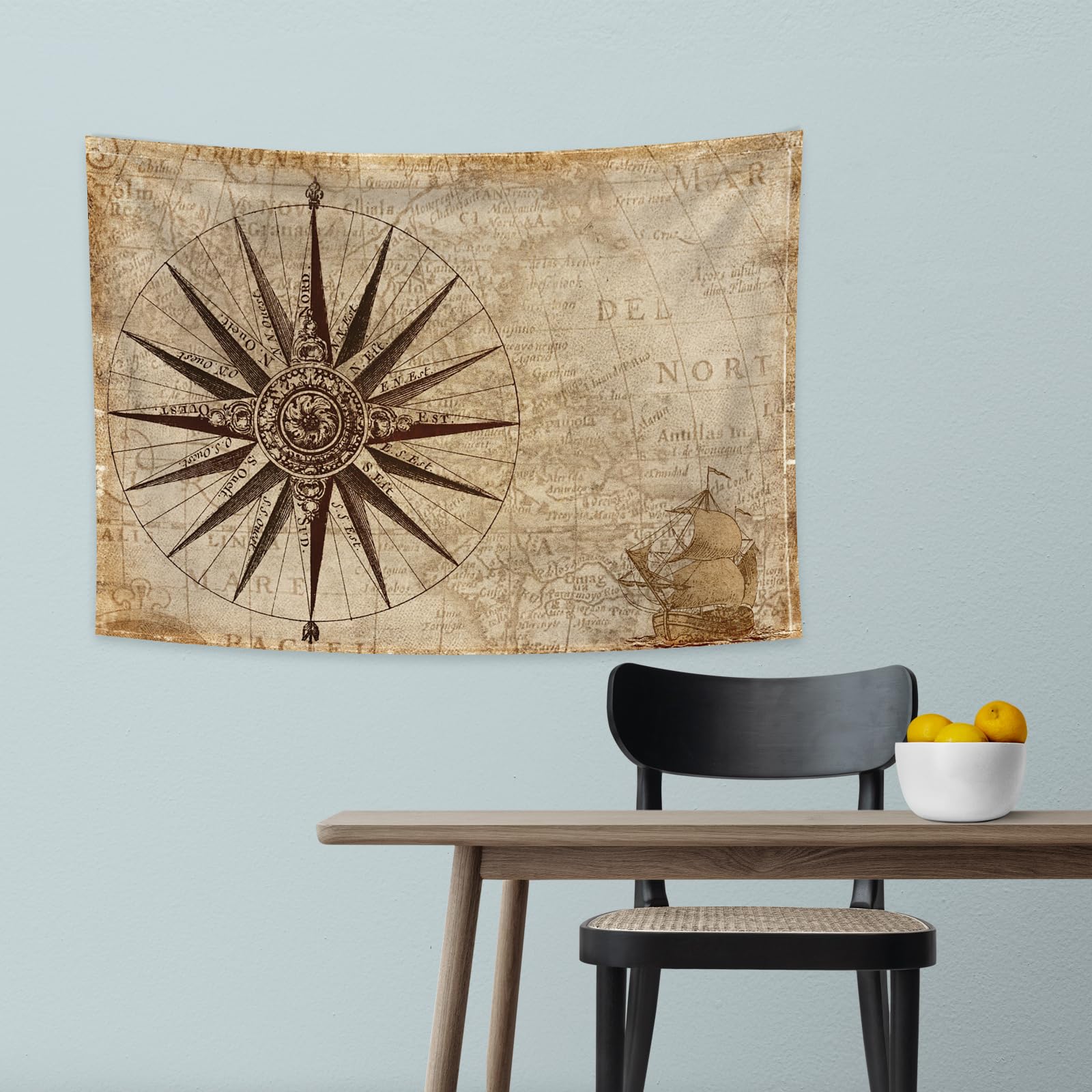 Arazzo Mappa Del Mondo 180x160 Cm - Stile Vintage, Per Camera, Scuola O Dormitorio - Foto 6